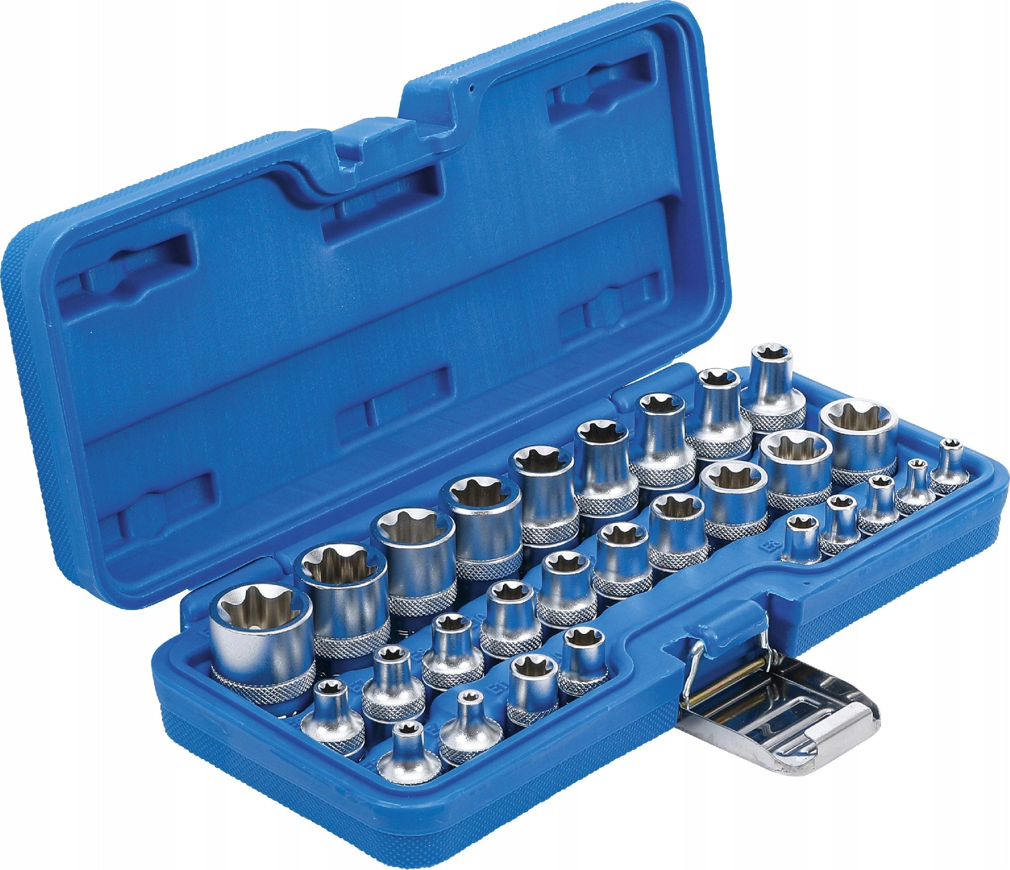 Set of sockets profile-E 1/4" 3/8" 1/2" E4 - E24 28pcs. in case BGS 70099 Manufacturer code B.70099
