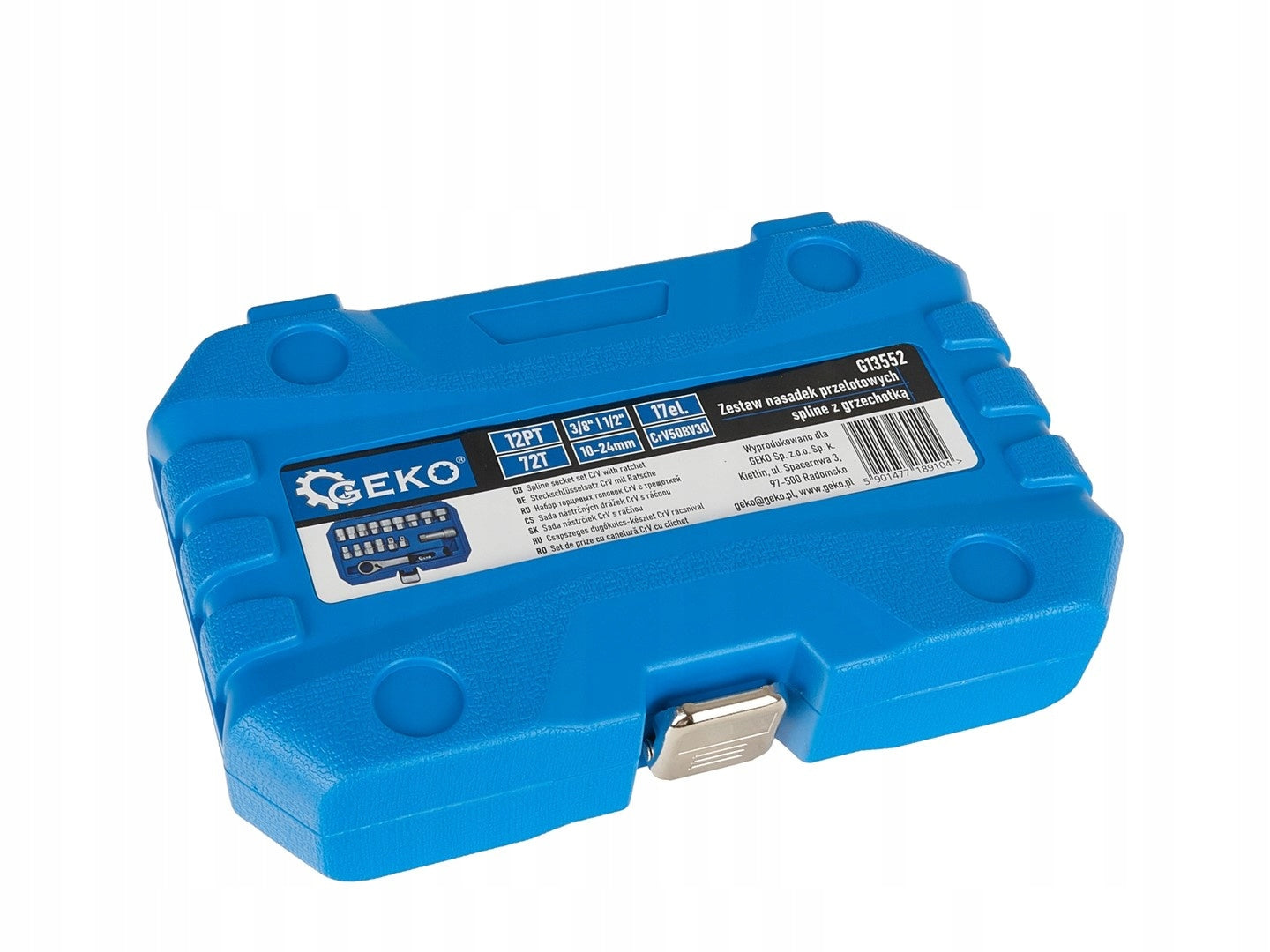 Set of spline sockets with ratchet GEKO 10-24mm 17el. CrV Number of items in the set 17