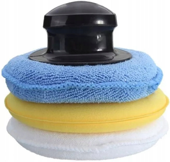 Set of sponges 3+1 lacquer polishing applicators with handle Wax pads Manufacturer EM Automotive
