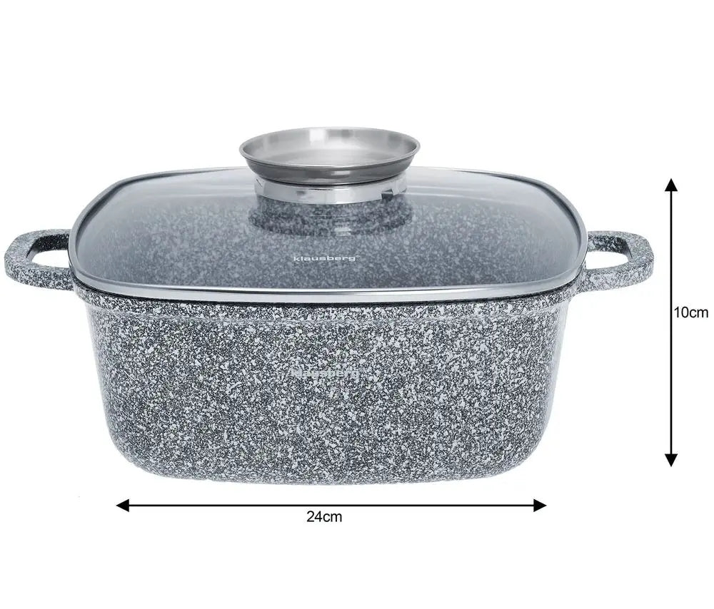 Set of square MARBLE pots POTS GREY SET 6EL. Additional information dishwasher safe suitable for induction cooker oven safe cover included