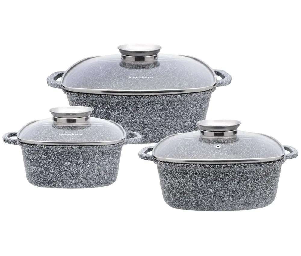 Set of square MARBLE pots POTS GREY SET 6EL.