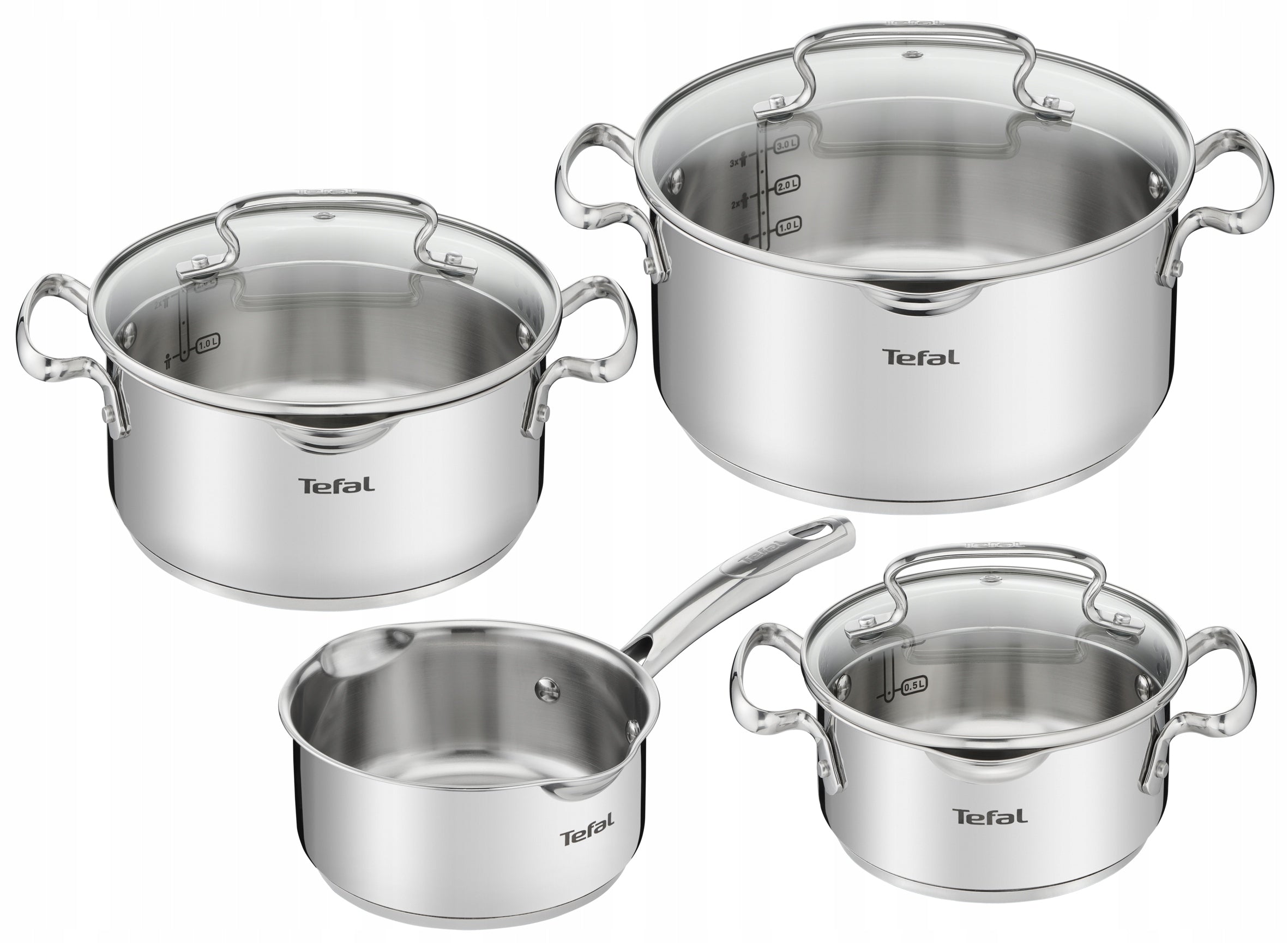 Set of stainless steel pots TEFAL Duetto+ 7el G719S735 for induction