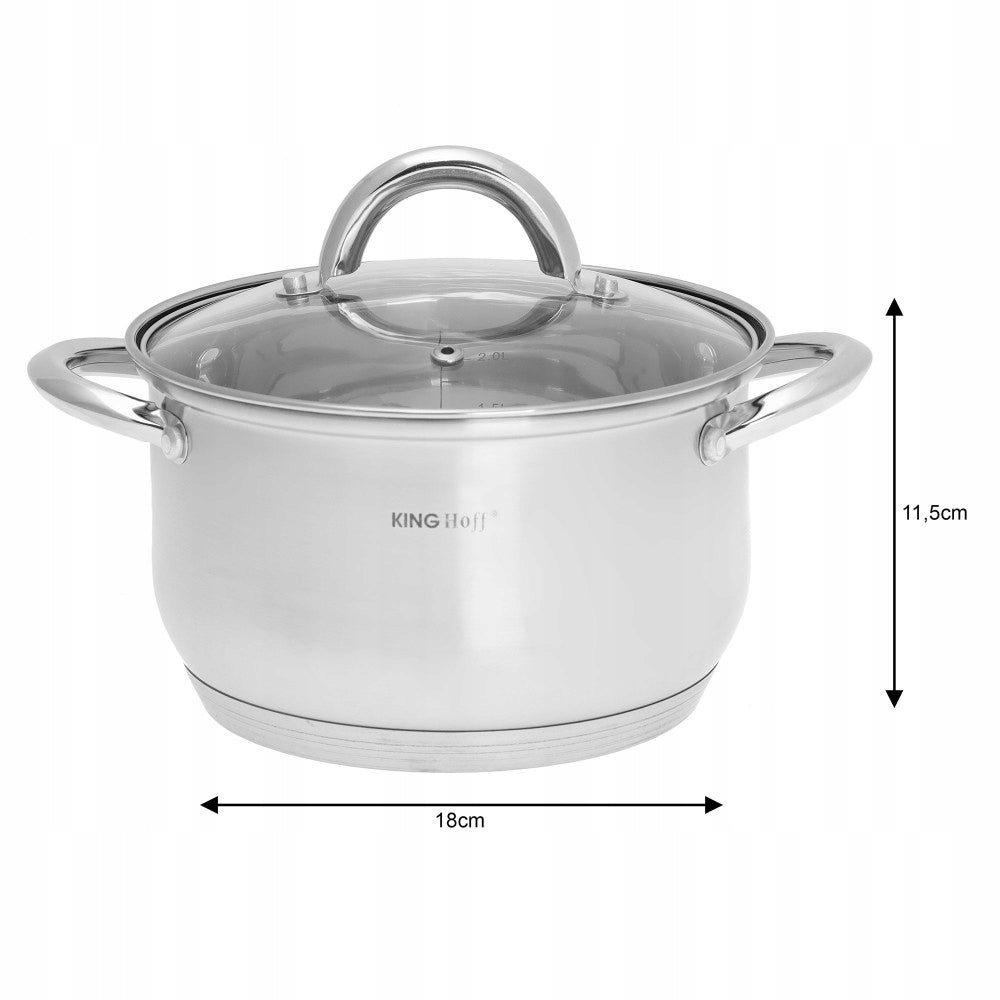 Set of stainless steel pots for gas and induction Ø16/18/20 cm, 6 el. KINGHoff Material stainless steel