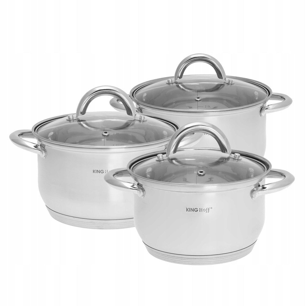 Set of stainless steel pots for gas and induction Ø16/18/20 cm, 6 el. KINGHoff Number of items in the set 6