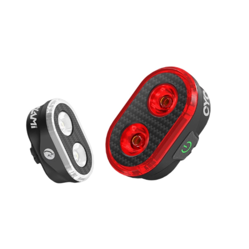 Set of strong, lightweight bike lights (front & rear) with large battery