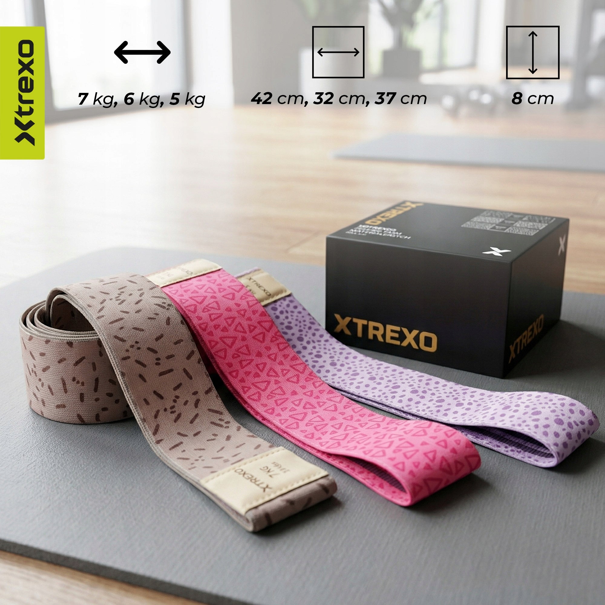 Set of tapes XTREXO embroidery multicolor FOR FITNESS EXERCISES HIGH QUALITY Brand Xtrexo