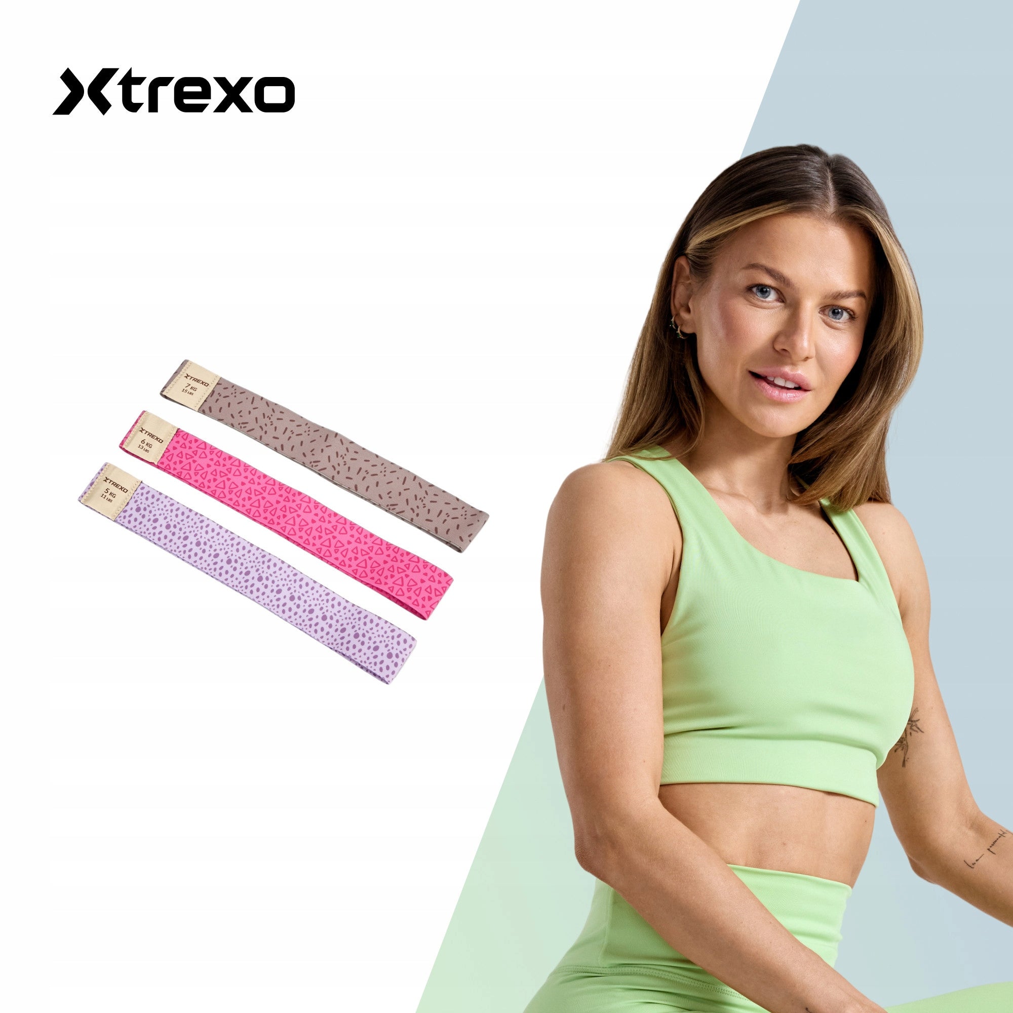 Set of tapes XTREXO embroidery multicolor FOR FITNESS EXERCISES HIGH QUALITY Manufacturer code TXO-B4Z065-ALL