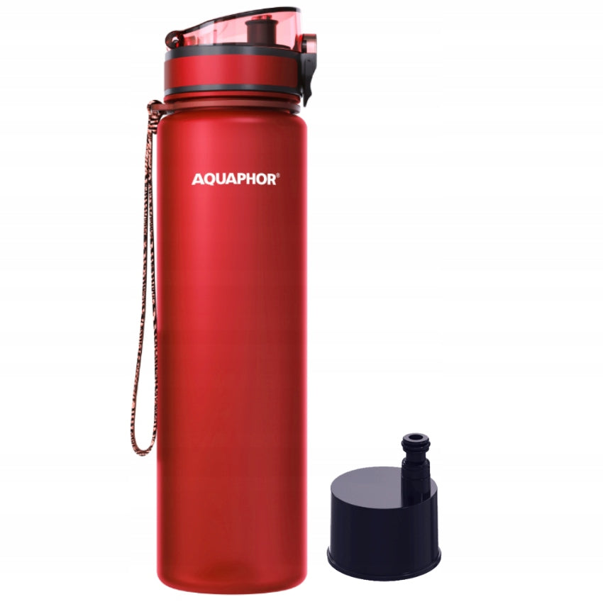 Set of toothbrush + filter bottle AQUAPHOR CITY 1l red Packaging status original