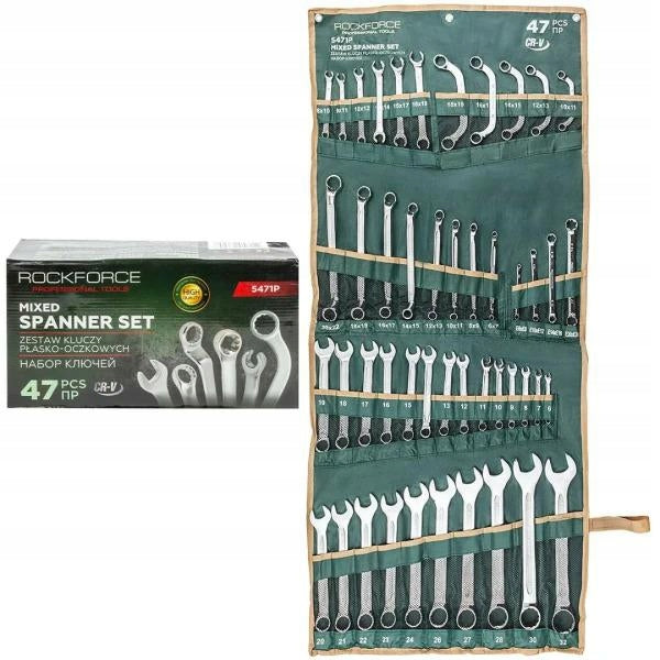 Set of wrenches 47el. 6-32 mm on sheet CrV Rockforce