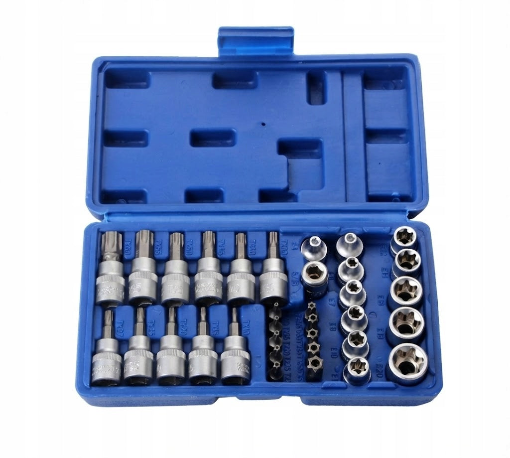 Set of wrenches and bits Torx and E-Torx 34 el. - 1/4" sockets,