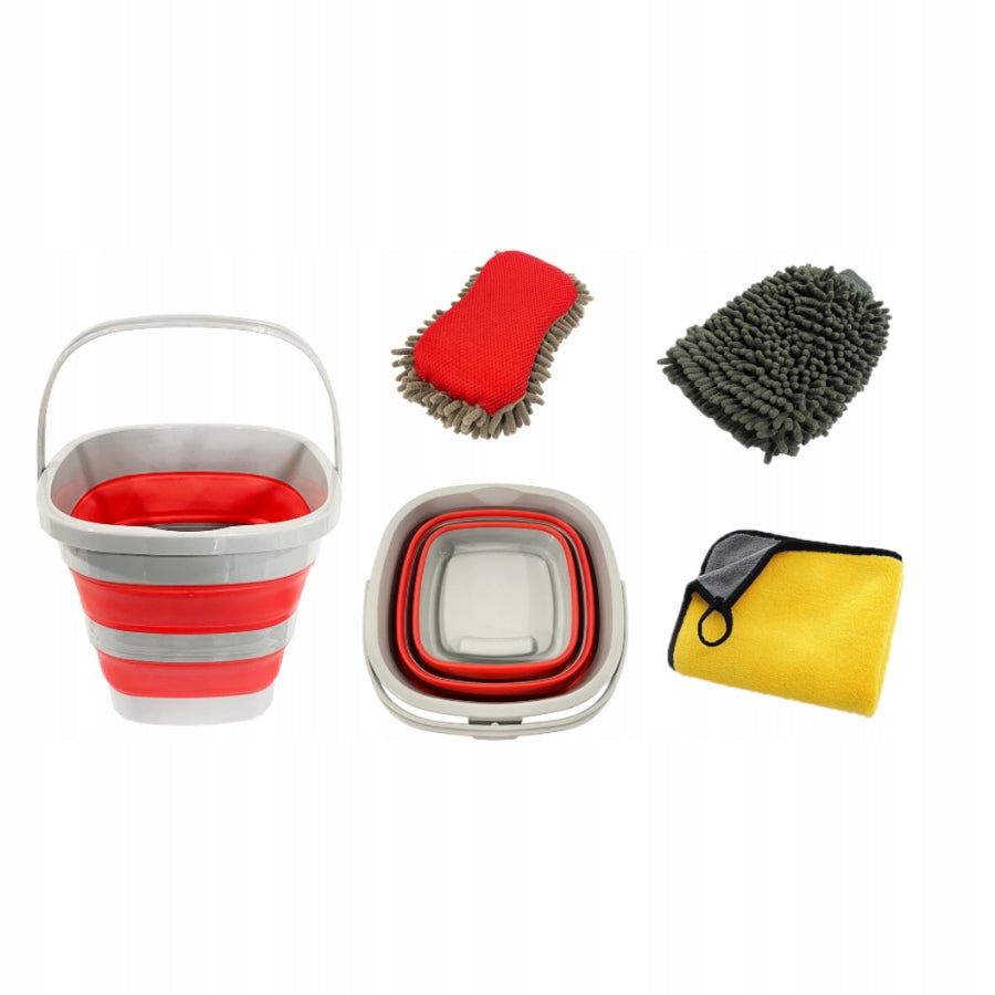 Set towel glove sponge folding bucket for car washing Packaging status original