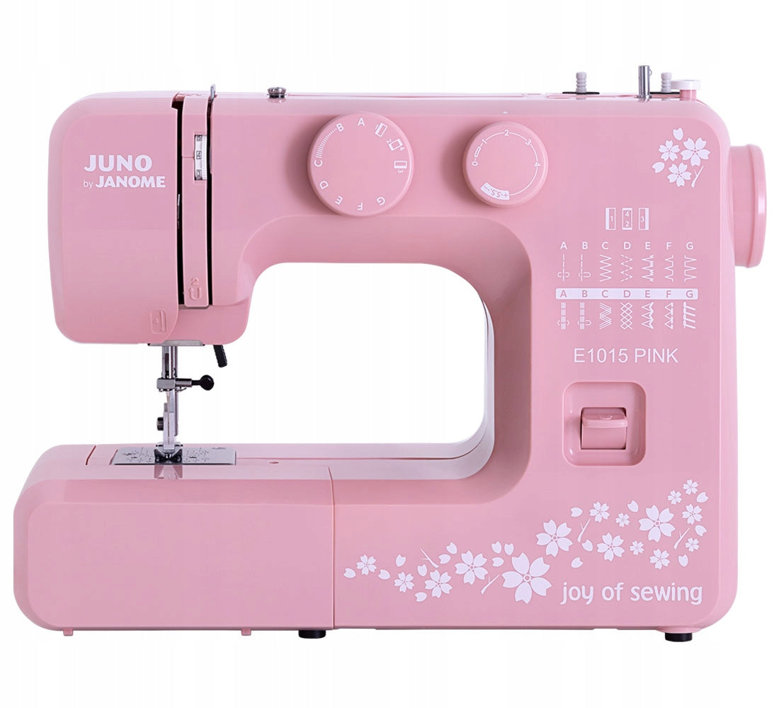 Sewing machine Janome JUNO E1015 PINK Pink homemade accessory set