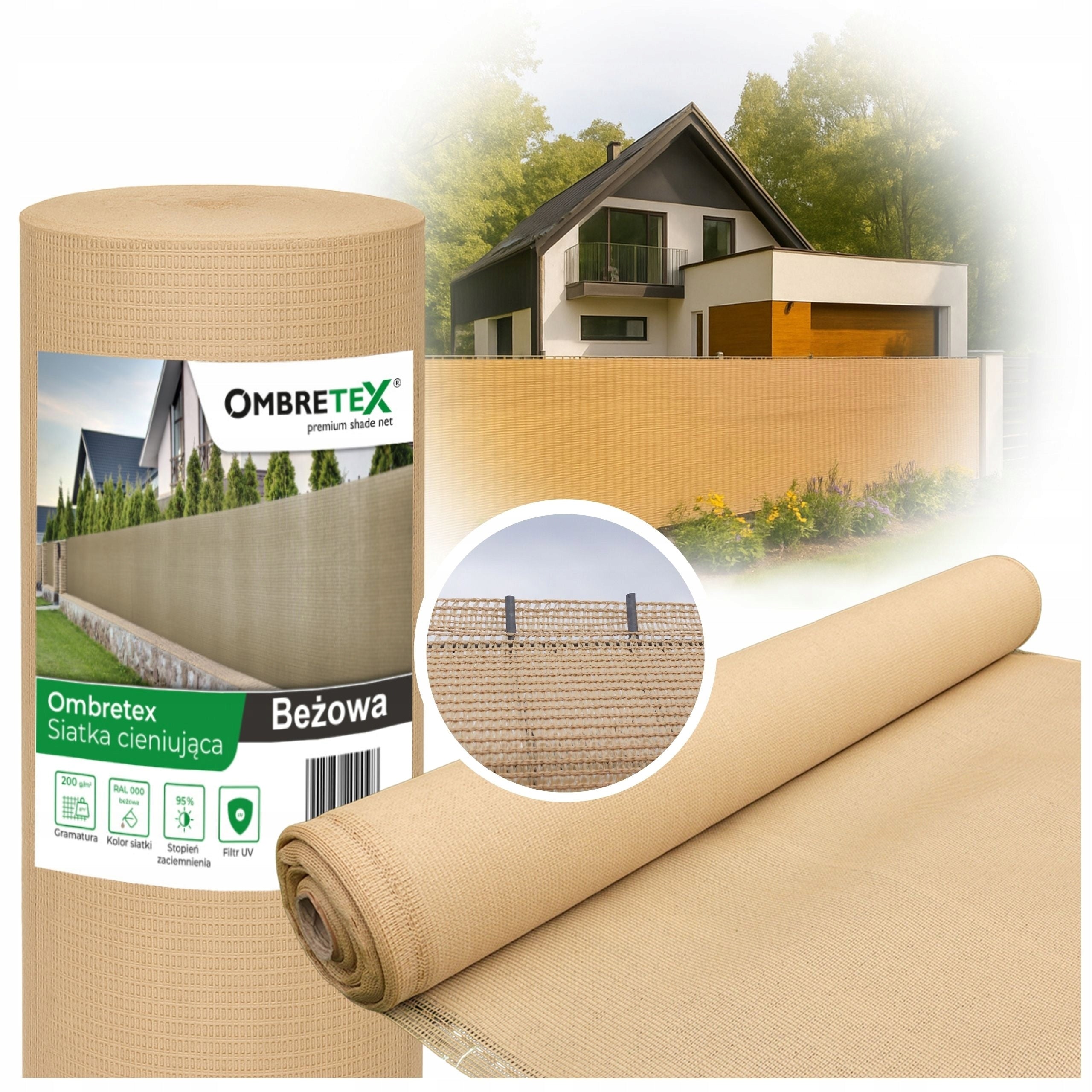 Shading Mesh 1,2x10m 95% Beige 200g UV Balcony Mat Terrace Cover