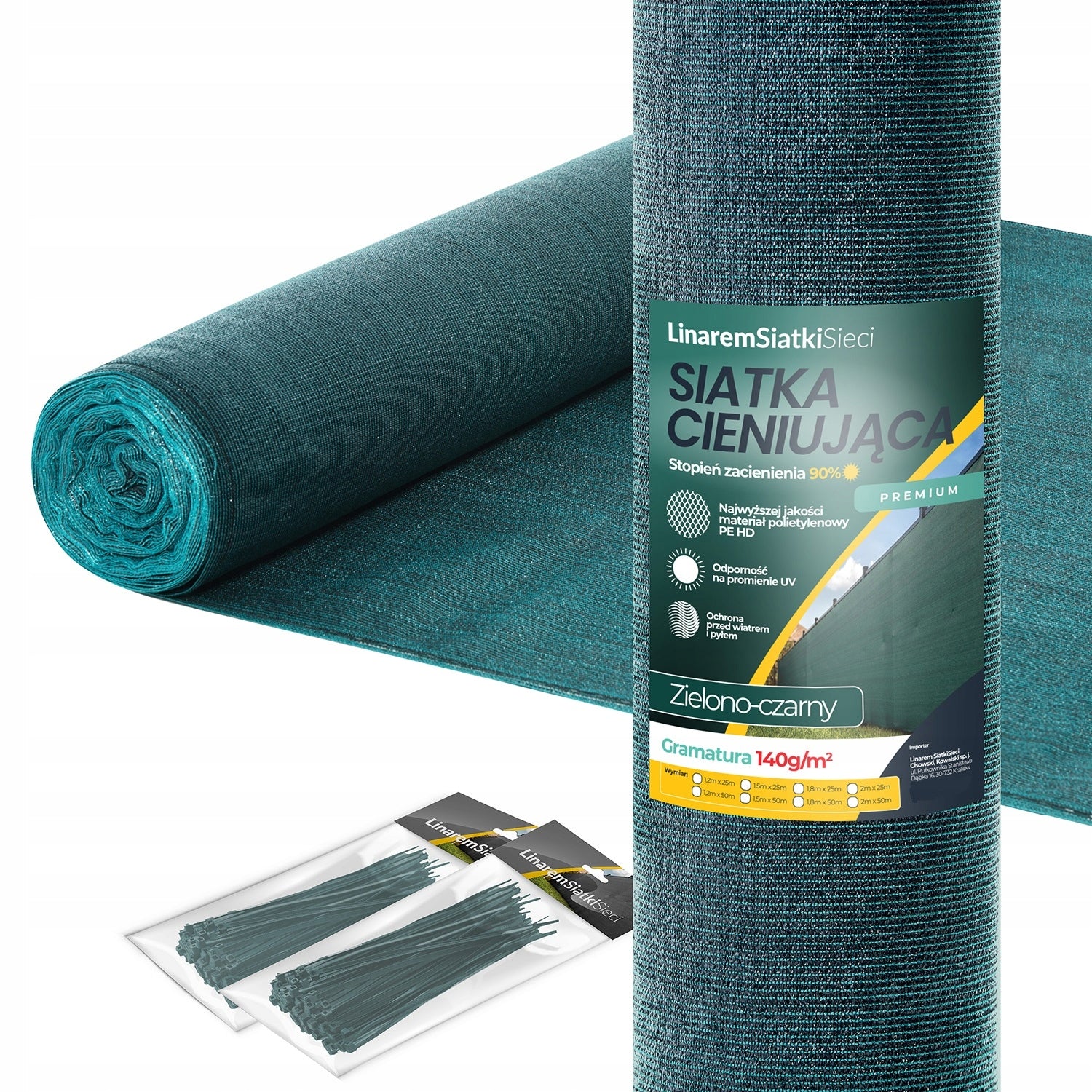 Shading net 90% Premium 140g +UV. Fence cover 1,5x50m