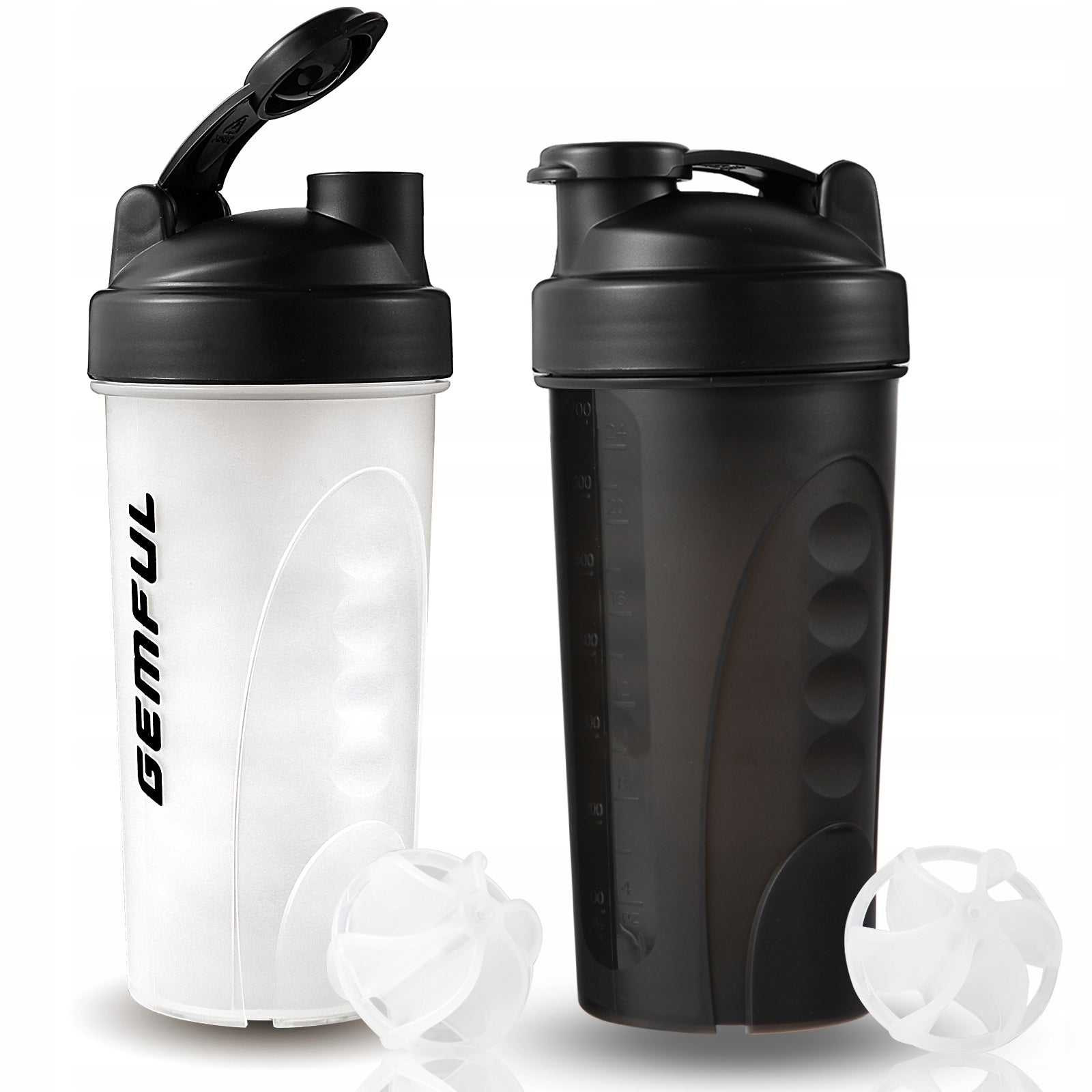 Shaker Bottle for Protein Mixes 750ml Leakproof Smoothie Water Cups 2 Pack