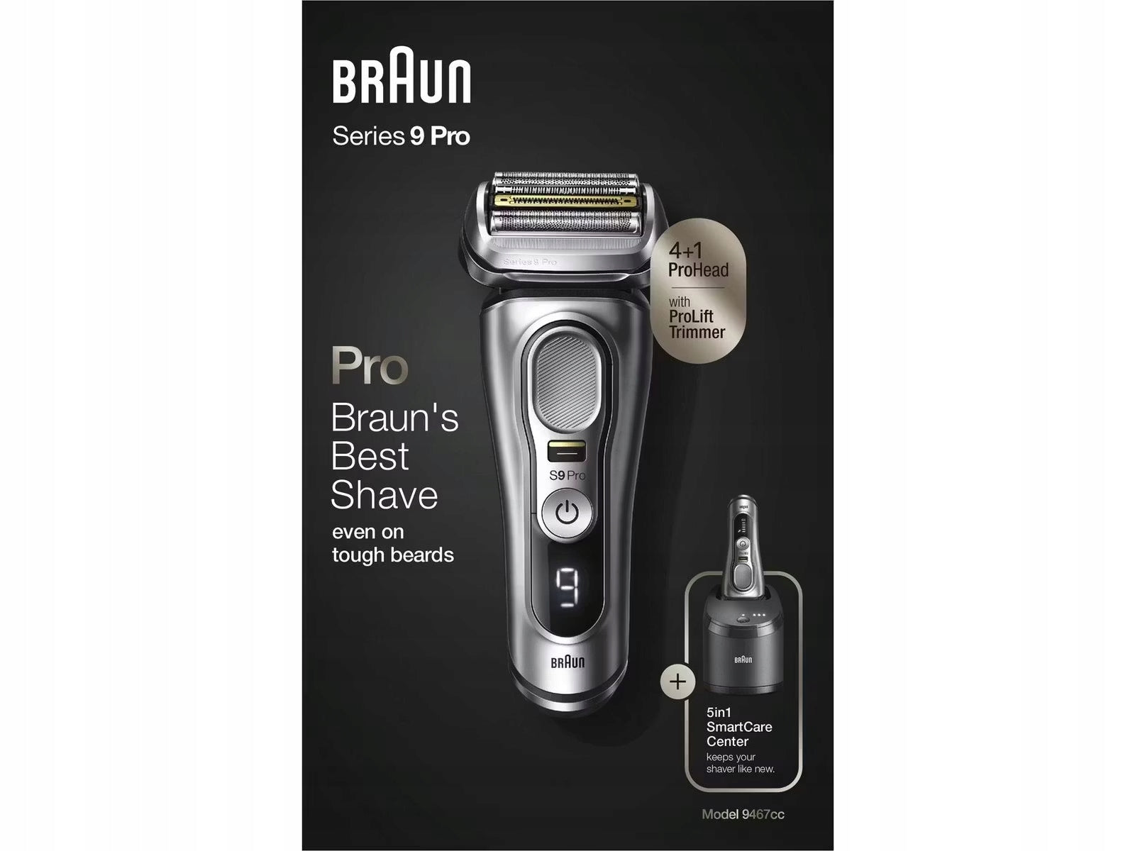 Shaver Braun Series 9 PRO 9467cc +Cleaning and charging station +Etui Manufacturer code 4210201394235