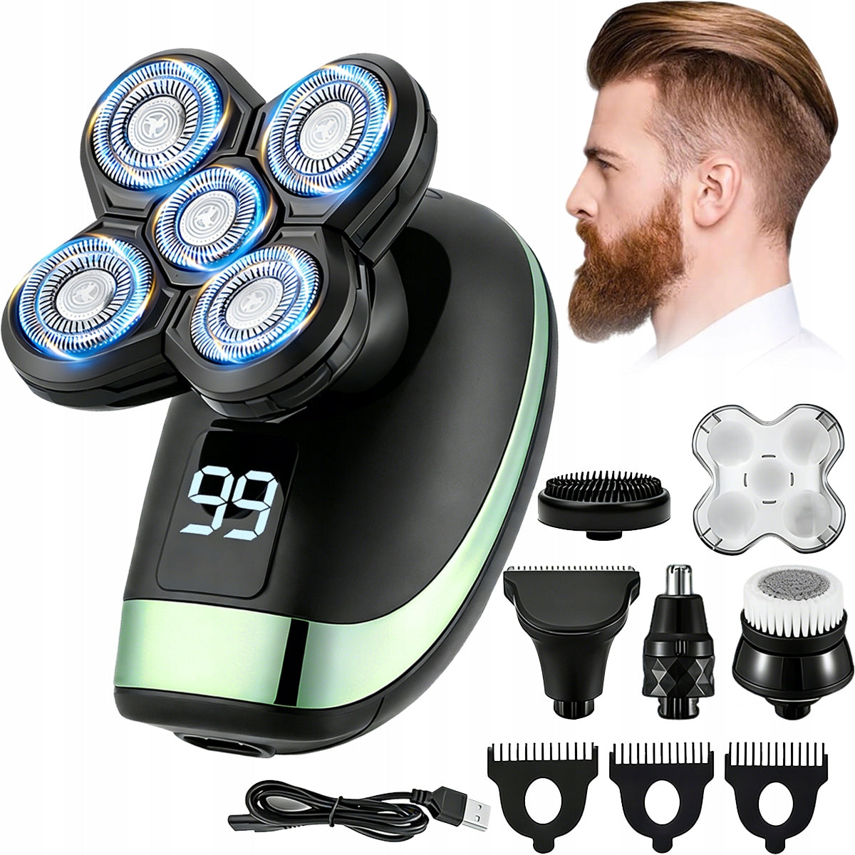Shaver Men's Beard Shaving Machine Head Hair 5in1 Waterproof