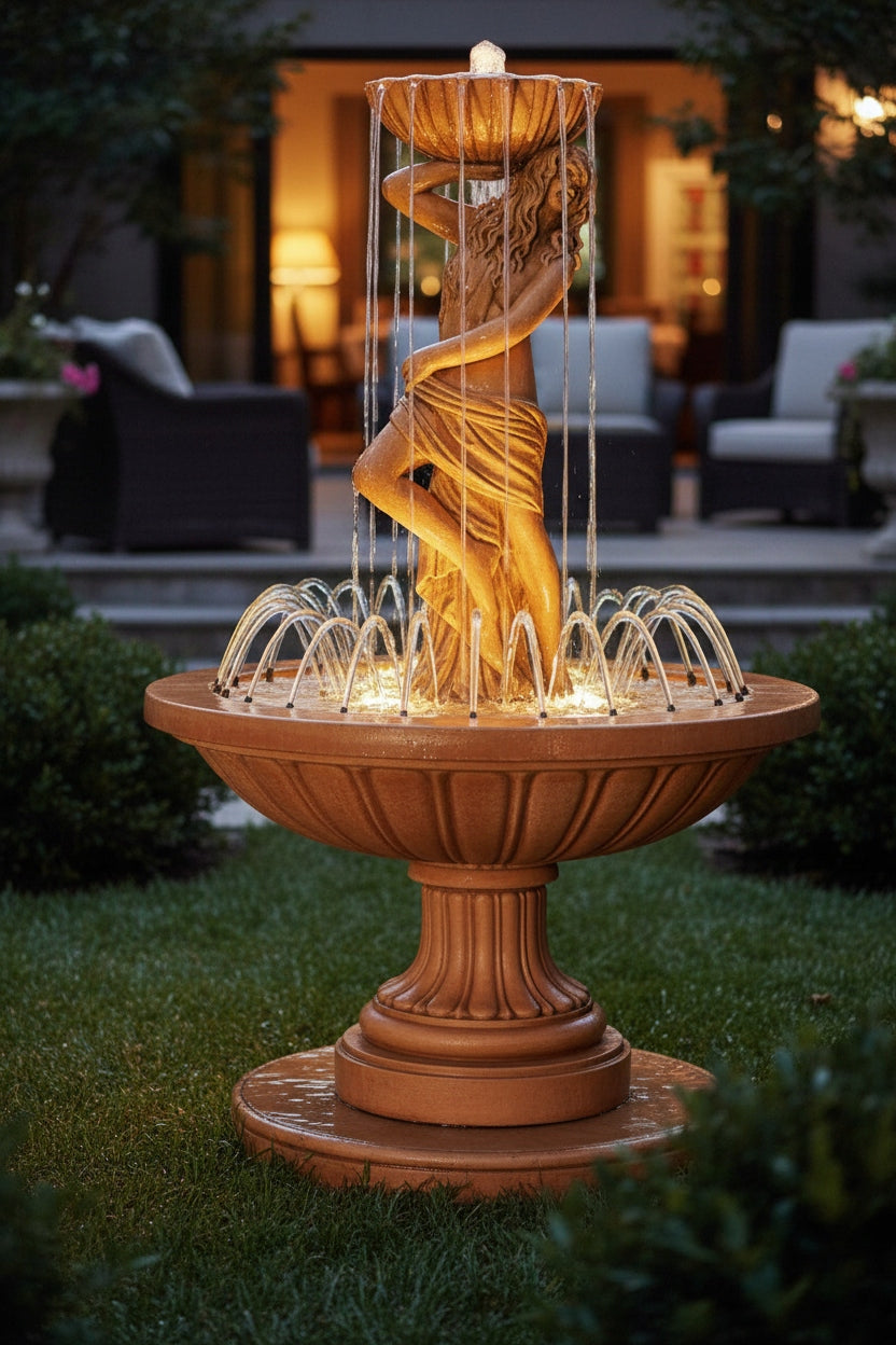 Shell Garden Fountain with Ring Conglomerate Concrete Set with Accessories Manufacturer code 1048R