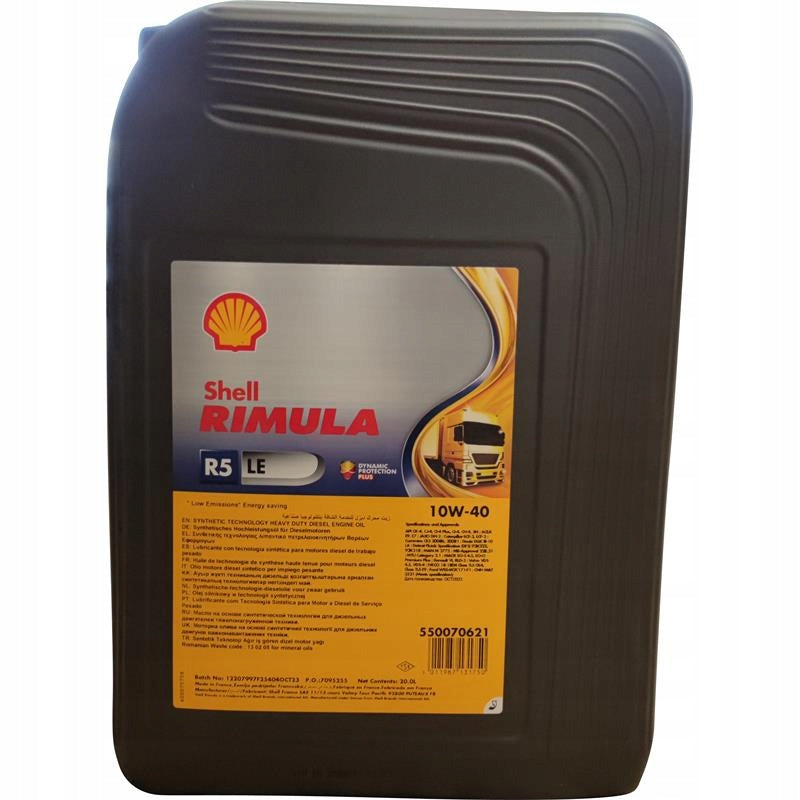 Shell Rimula R5 LE 10W40 low ash engine oil 20 L
