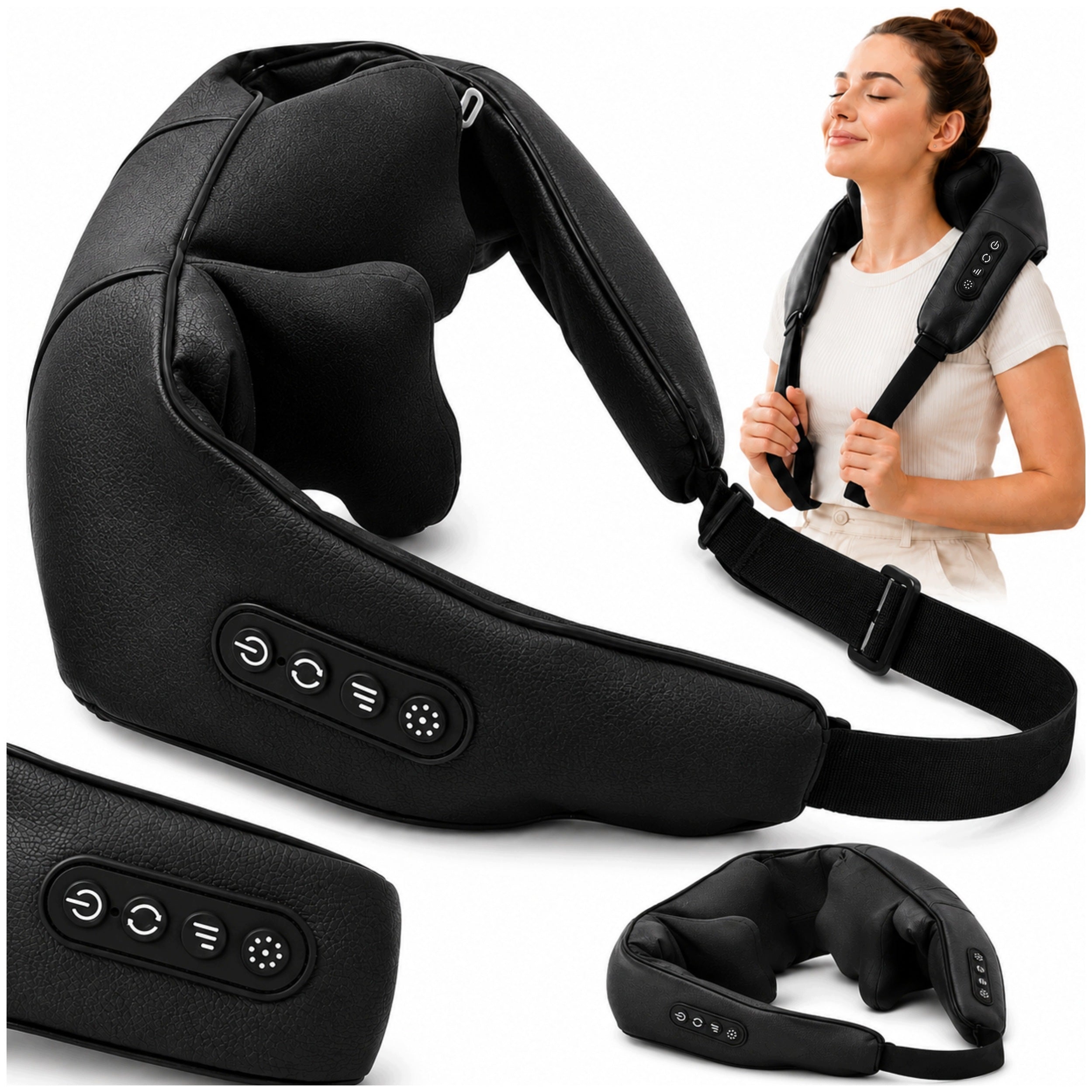 Shiatsu Shoulder Neck Massager Wireless Heating Rechargeable Black
