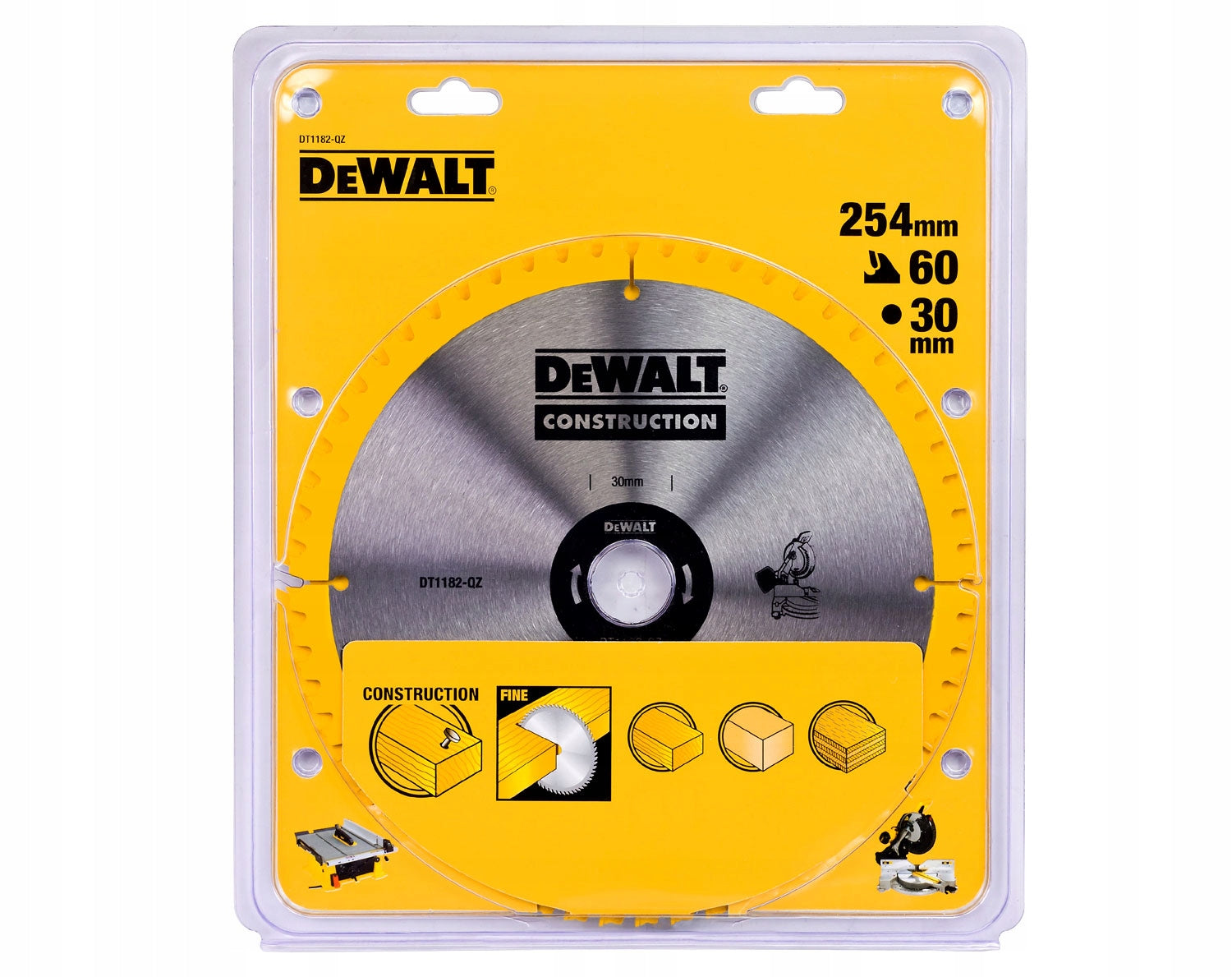 Shield DeWalt DT1182 for wood 254 x 30mm 60 teeth Disc type cutting