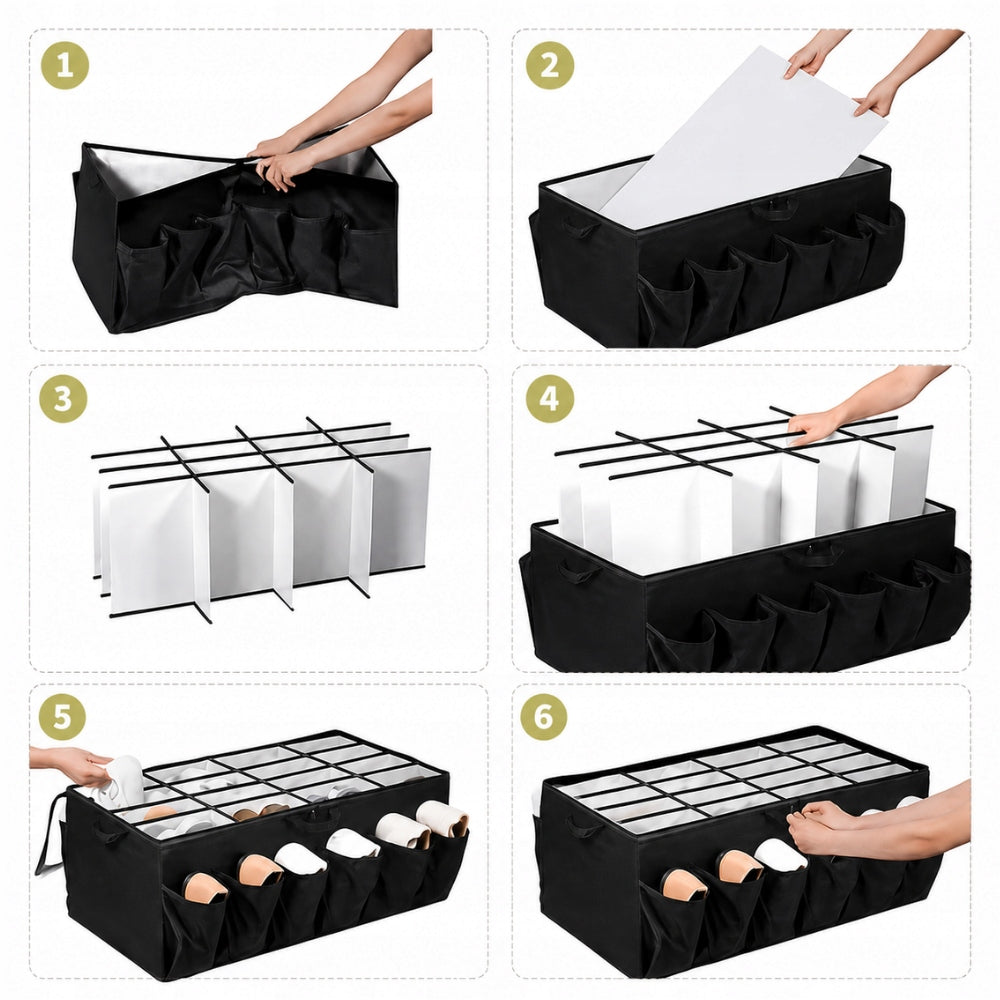 Shoe organizer for bed 24 pairs with pockets cover closed 75x40 Manufacturer code OR6742C