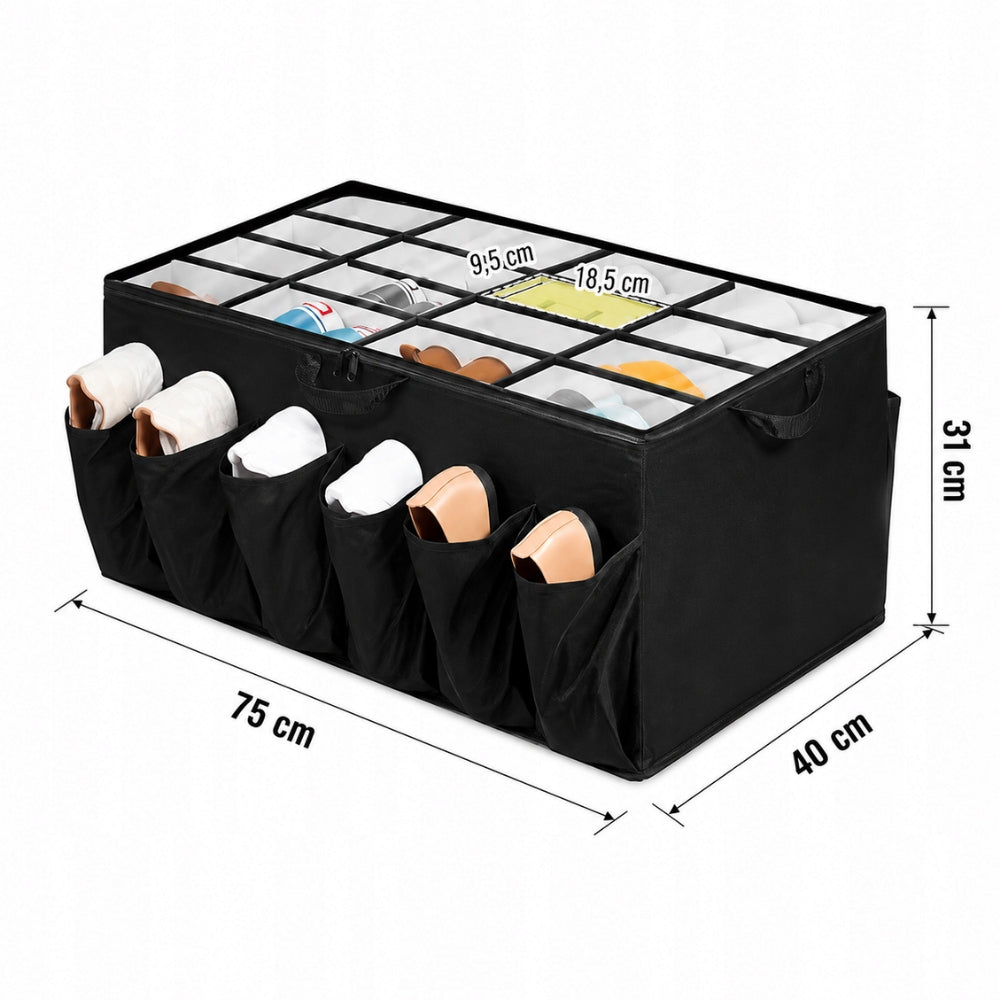 Shoe organizer for bed 24 pairs with pockets cover closed 75x40 Packaging status original