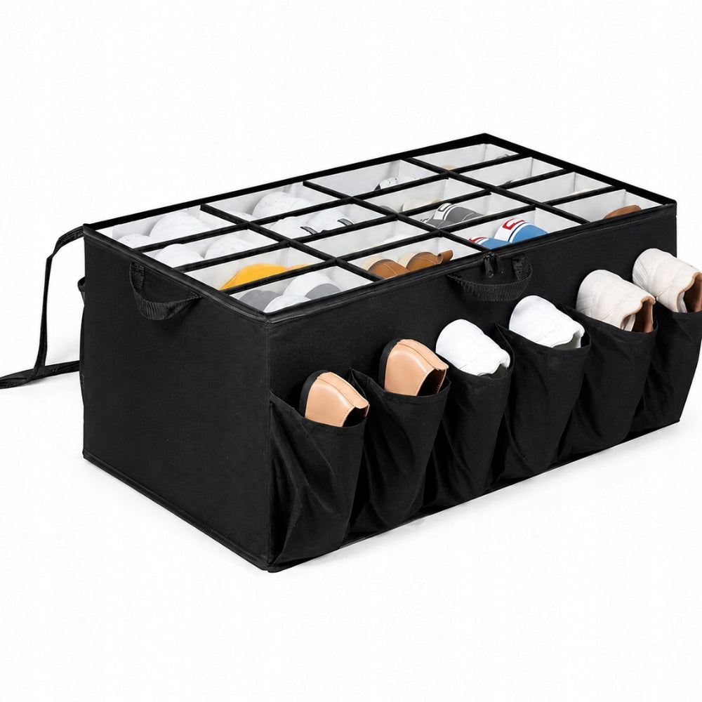 Shoe organizer for bed 24 pairs with pockets cover closed 75x40