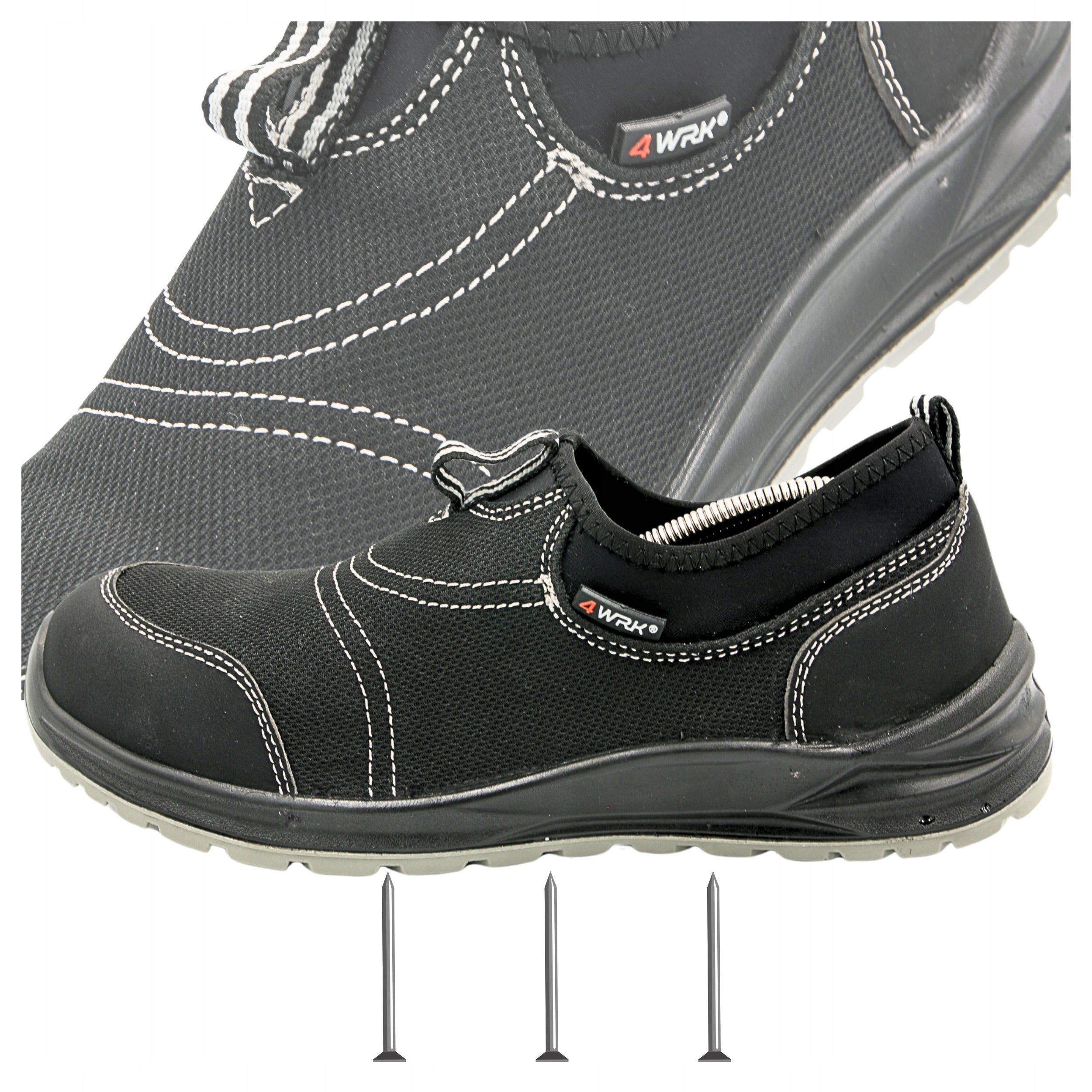 Shoes Work Shoes S1P Slip-On Breathable with Toe Anti-Puncture 45