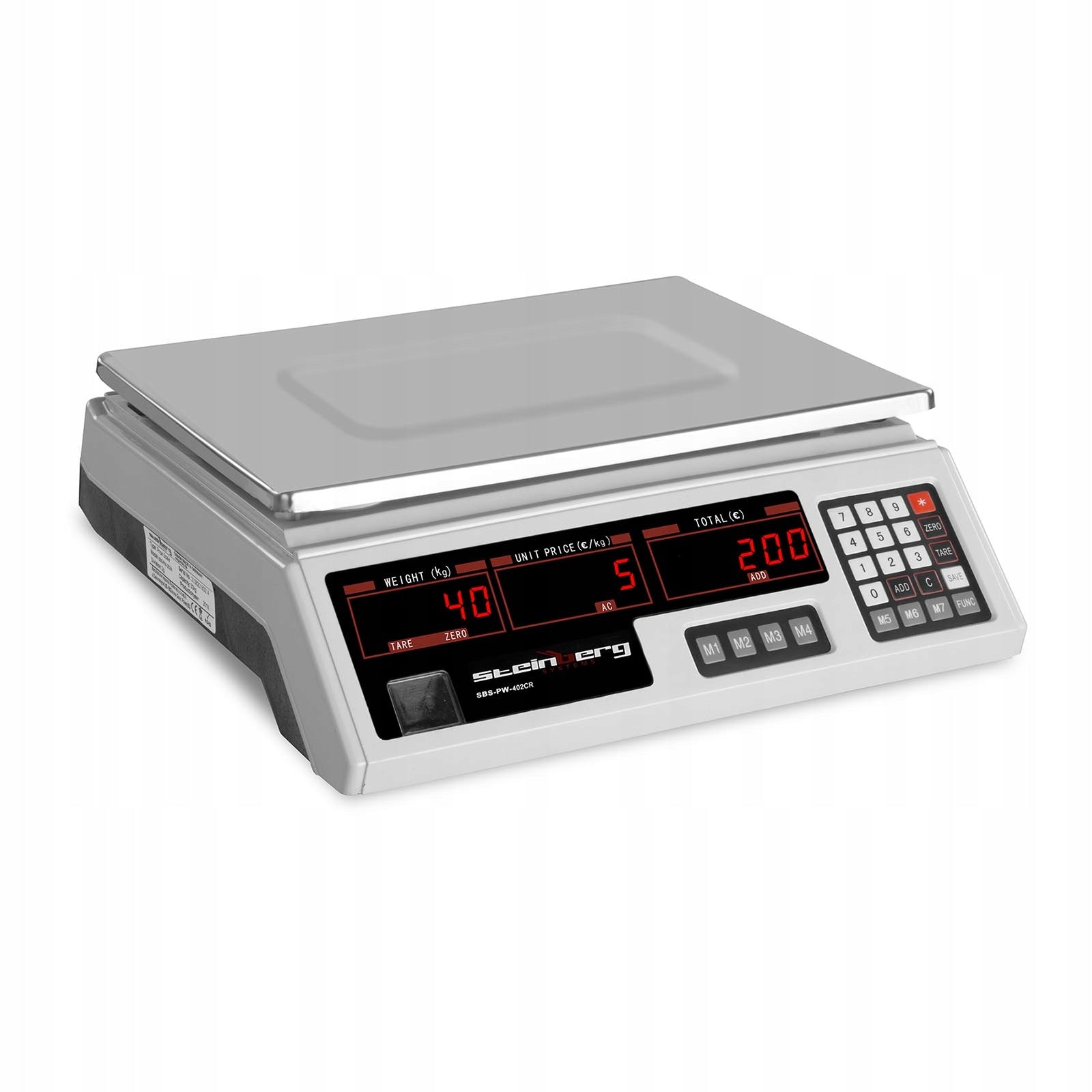 Shop Scale Control 330x240mm Power Supply + Battery 40kg/2g - White