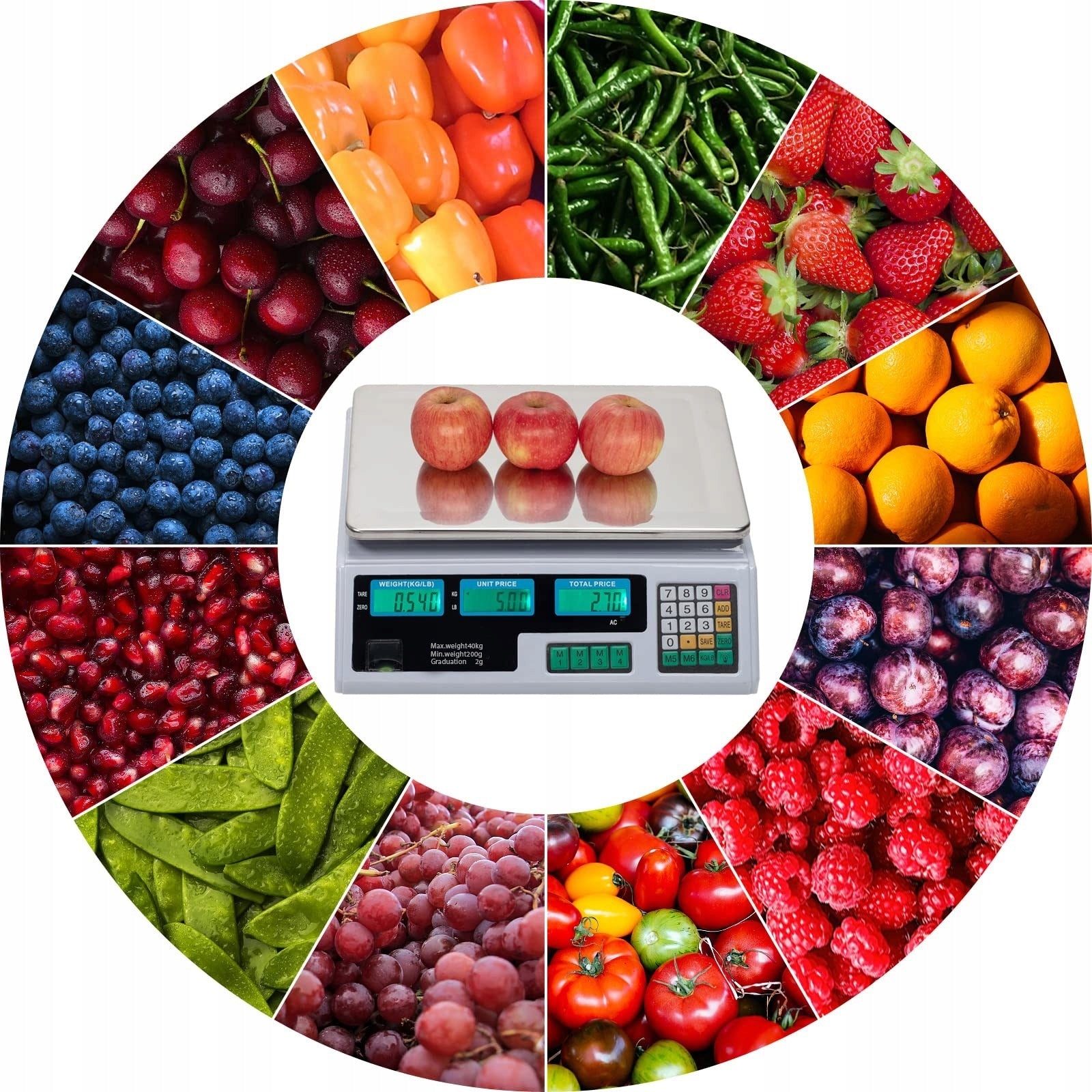 Shop Scale Electronic Warehouse 40 kg 5 g LCD Battery Manufacturer code ATYS88