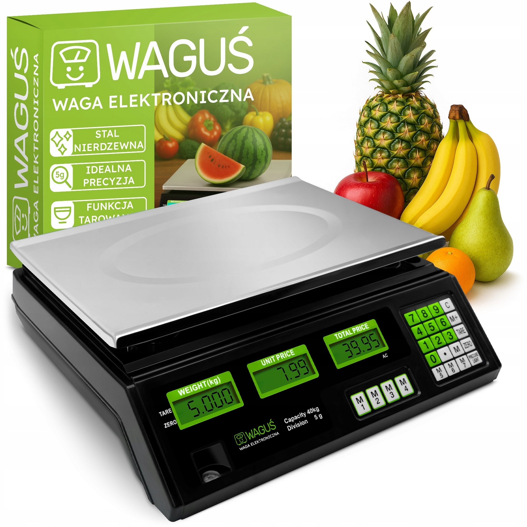 Shop Scale Electronic Warehouse Waguś 40 kg 5 g LCD Battery