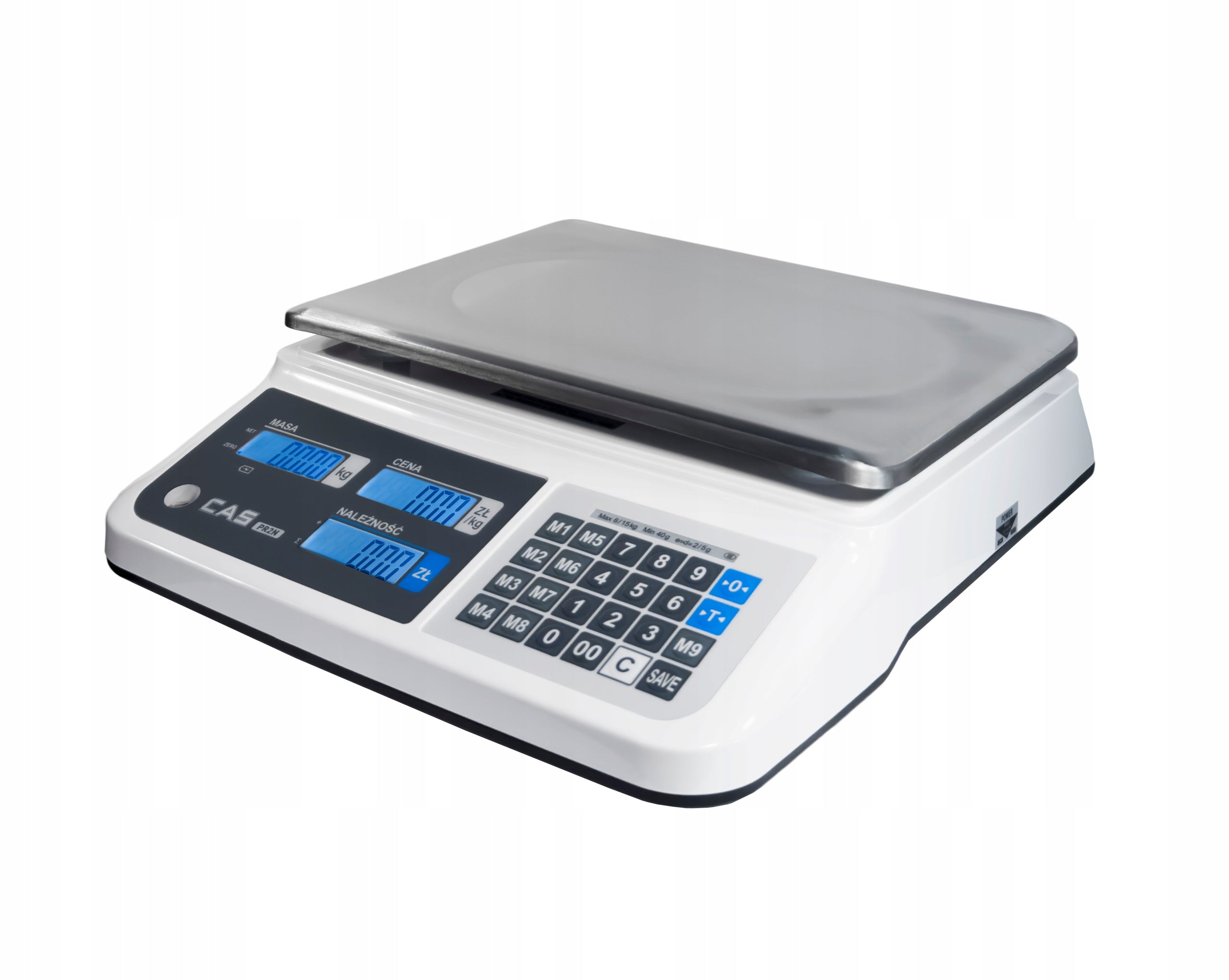 Shop scale CAS PR2N-15CB 15kg LEGALIZATION large dish 33x23,5