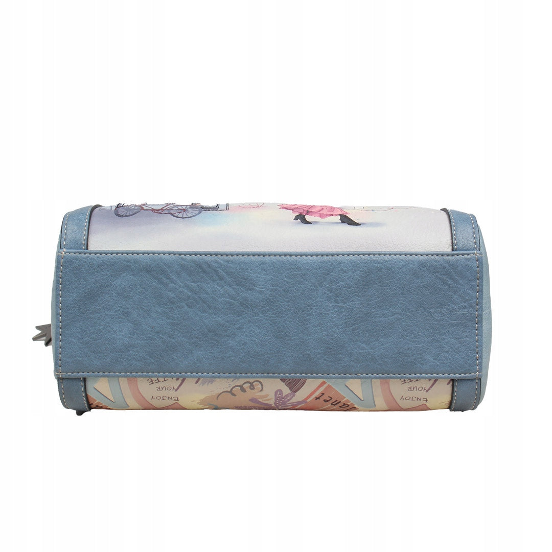 Shoulder Bag Flower City Janet Denese Color blue shades of brown and beige multicolor