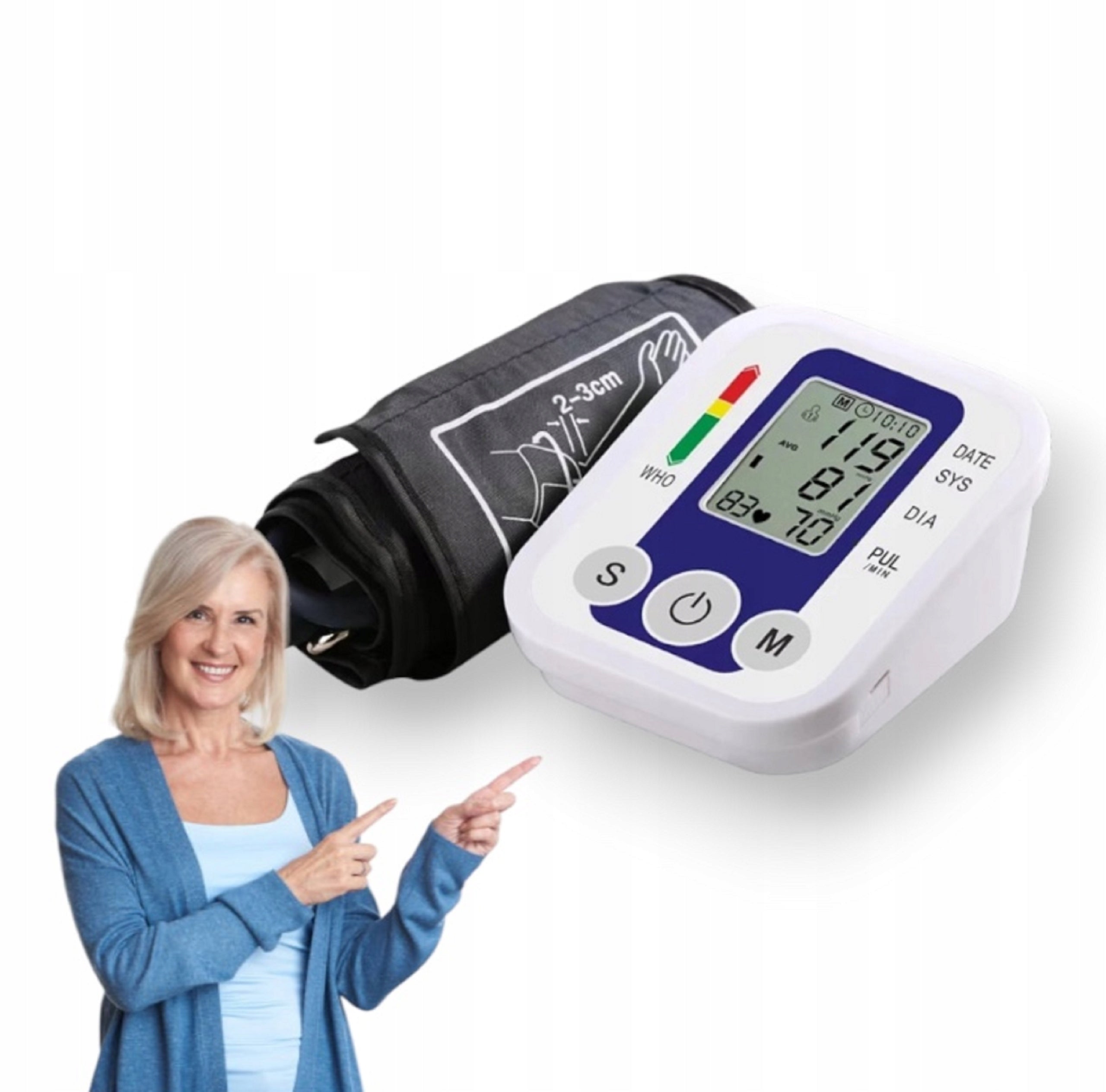Shoulder Blood Pressure Monitor BP Heart Rate Meter Digital Pulse Oximeter White