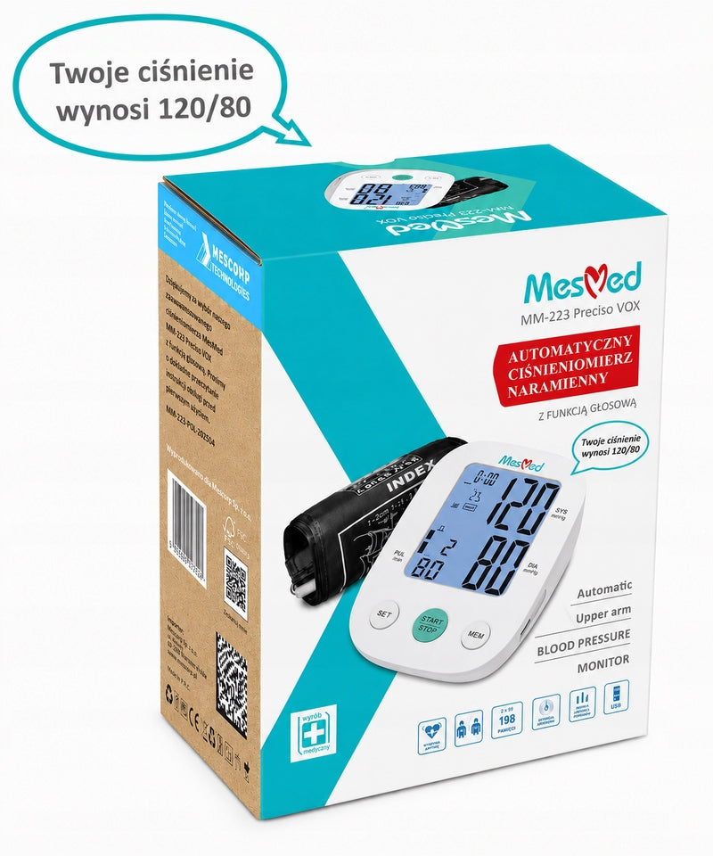 Shoulder Blood Pressure Monitor MesMed Preciso VOX Talking Arrhythmia 2 People LCD Packaging status original