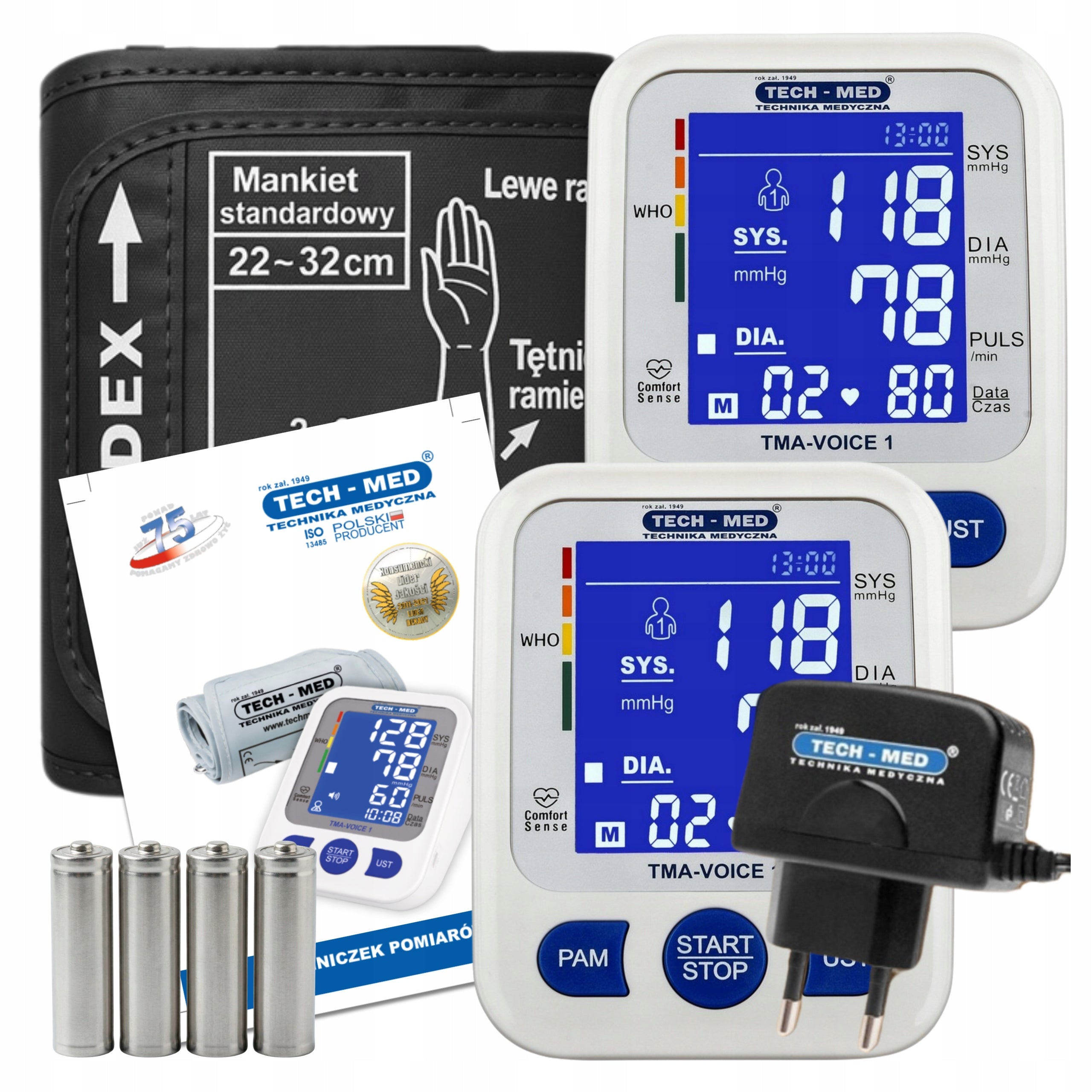 Shoulder Blood Pressure Monitor With Power Supply Speaks in Polish Electronic Arrhythmia