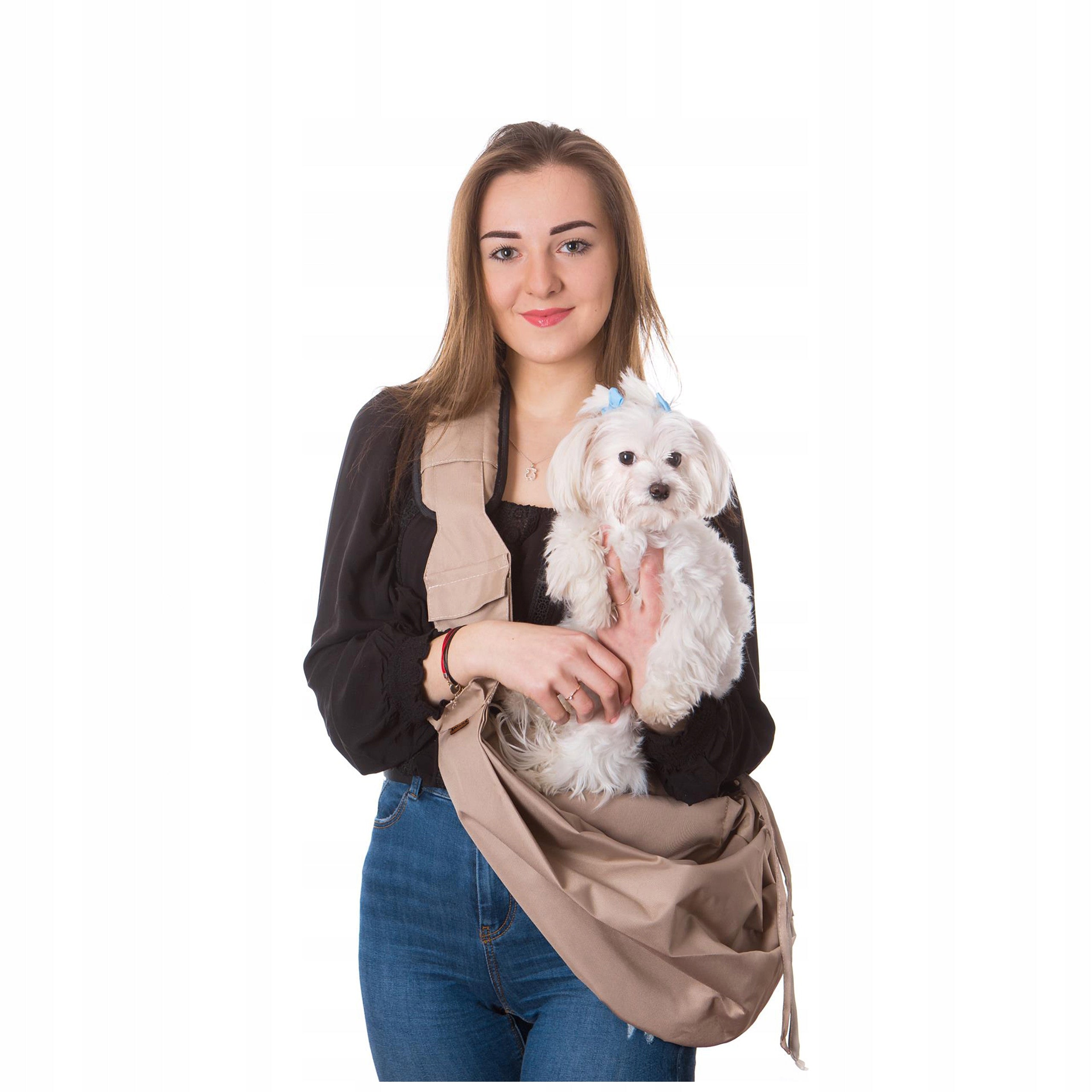 Shoulder Carry Bag for Dog or Cat, Transporter Backpack Bag Trade name Torba dla psa PillowPrim Juliette beżowa