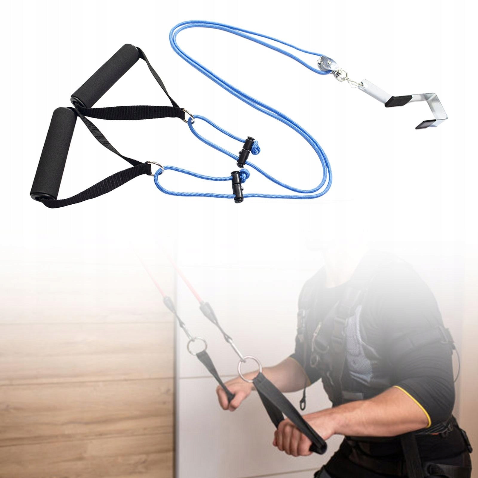 Shoulder Pulley Over The Door Fitness Equipment Adjustable Rope Length Blue