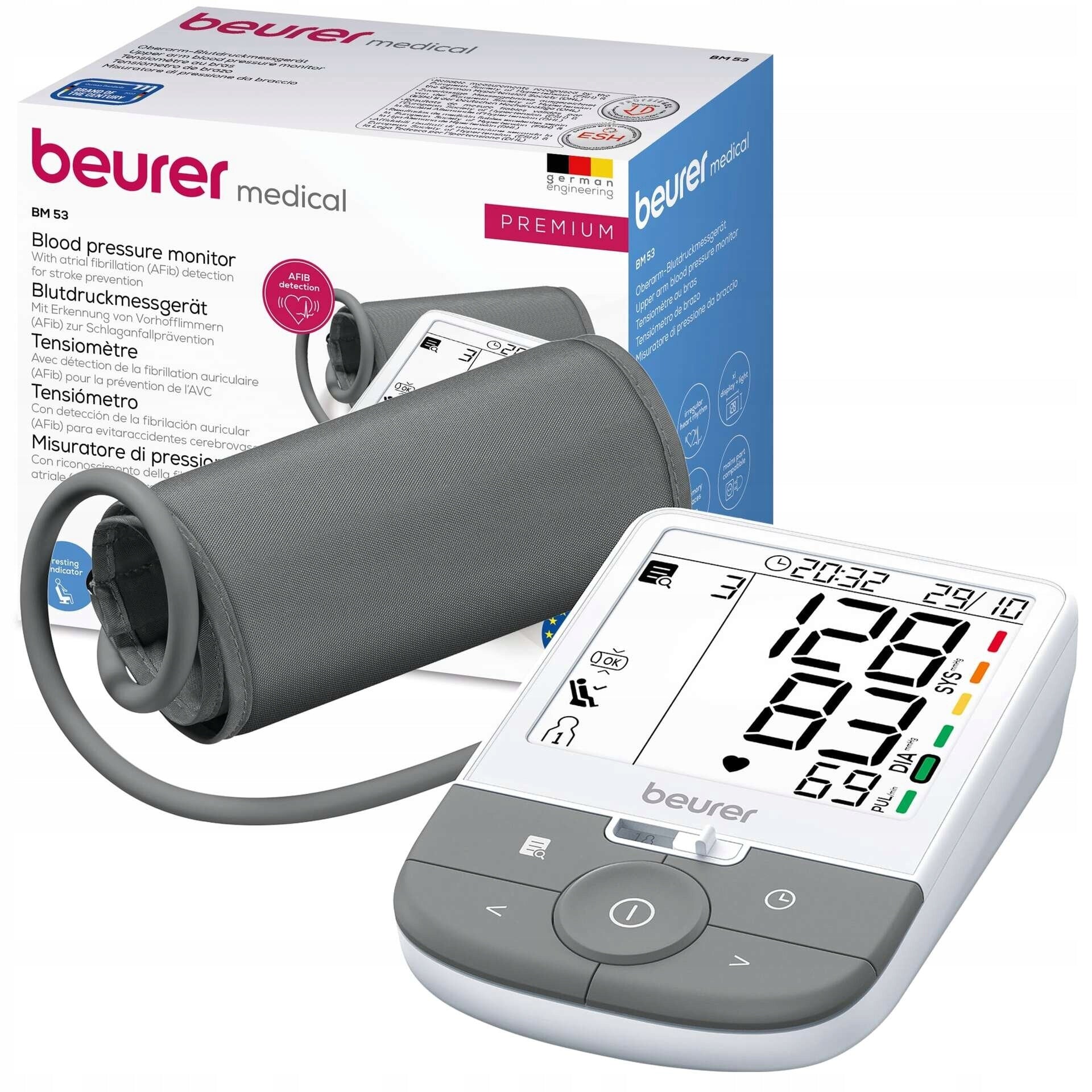 Shoulder blood pressure monitor Beurer BM 53 with display + batteries Medical device no