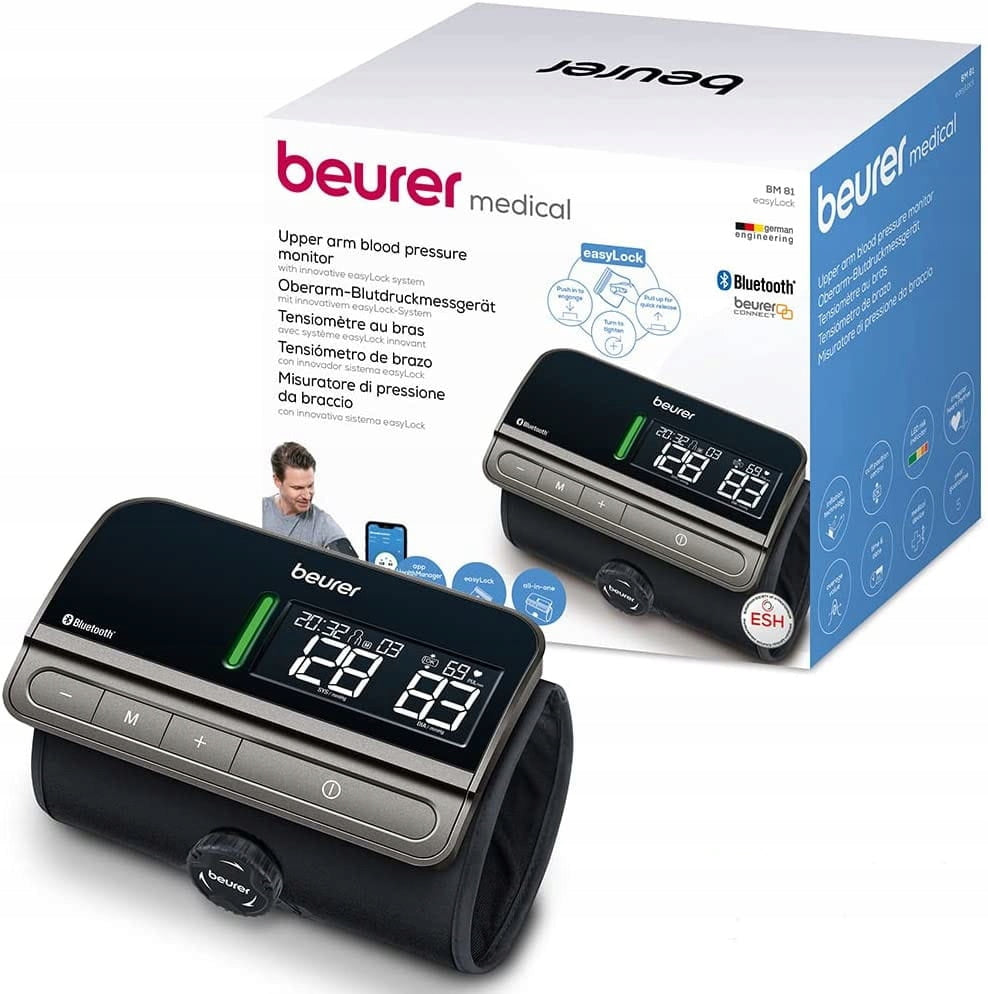 Shoulder blood pressure monitor Beurer BM 81 easyLock Bluetooth Packaging status original