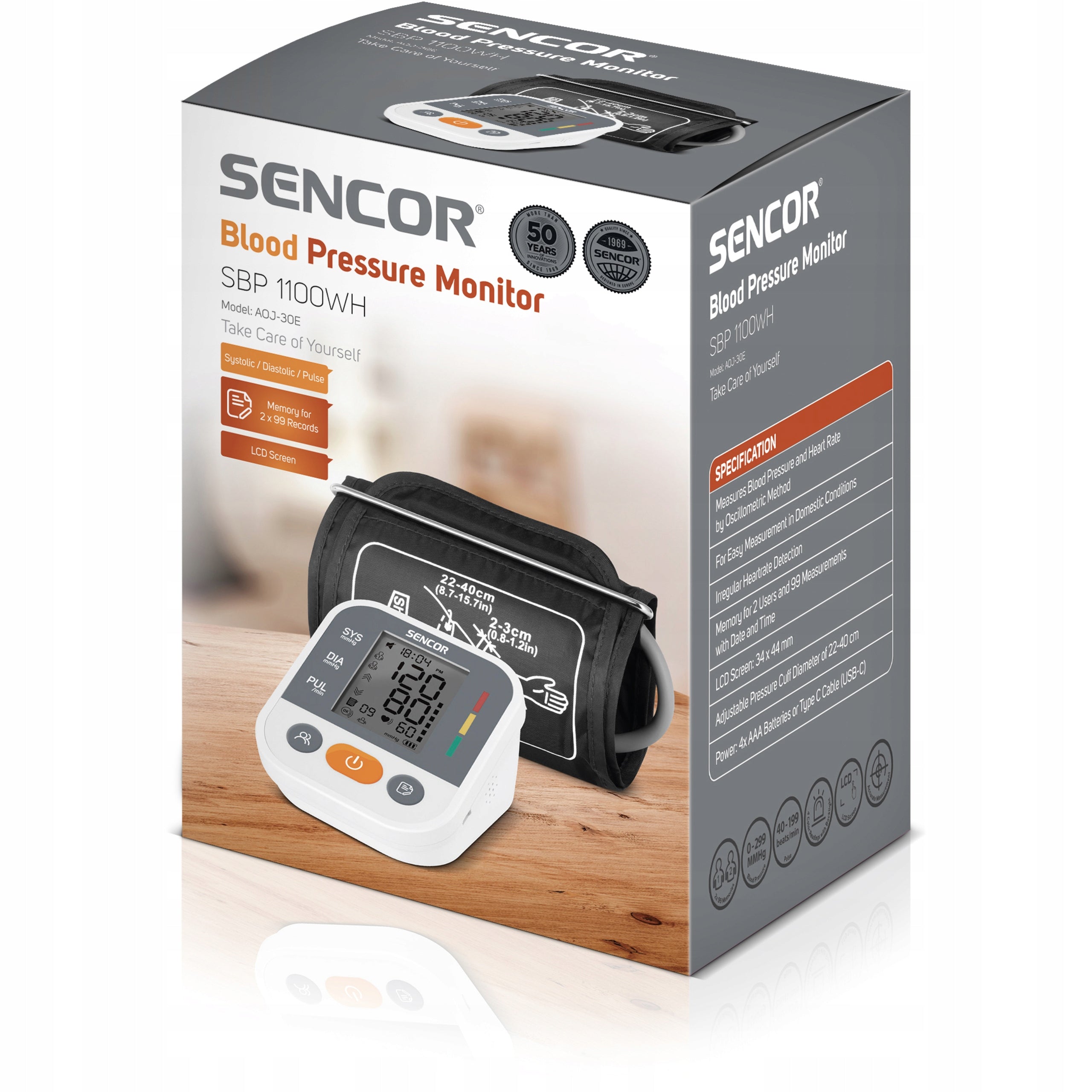 Shoulder blood pressure monitor Sencor SBP 1100WH LCD screen MEASUREMENT MEMORY Medical device no