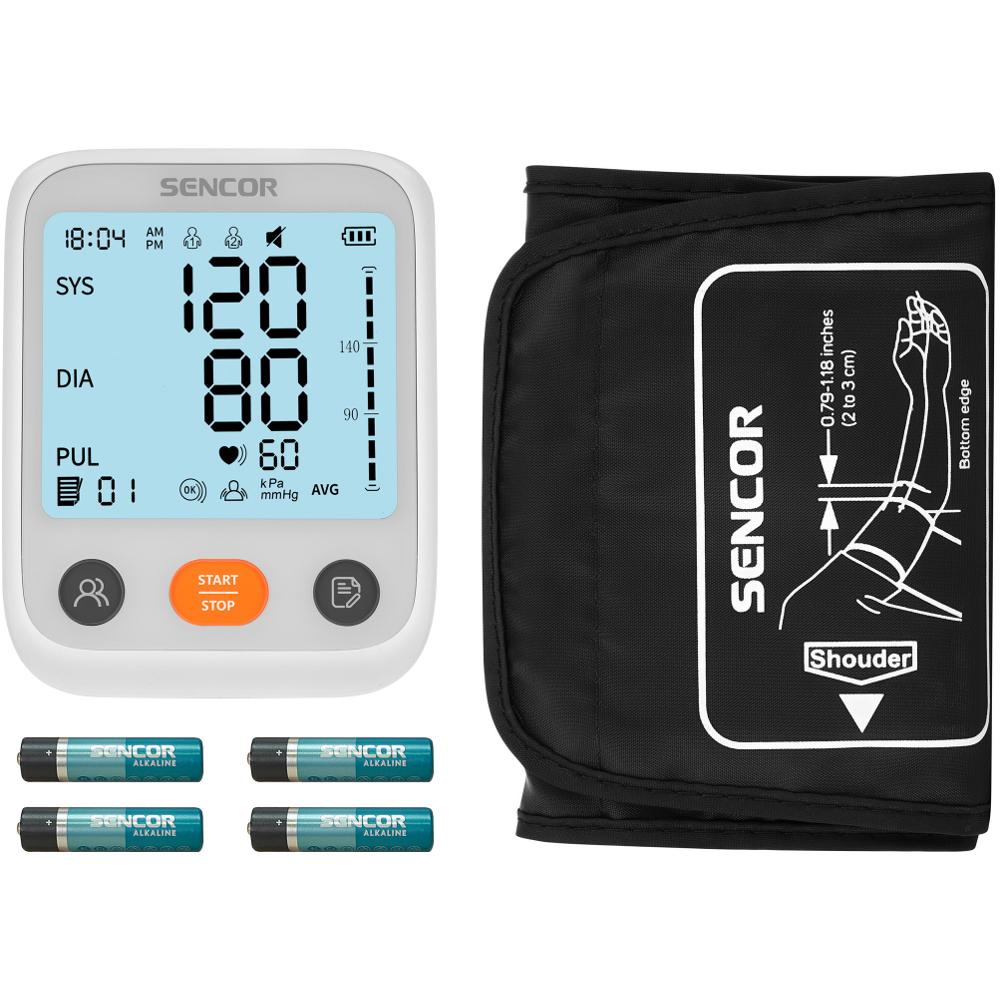 Shoulder blood pressure monitor Sencor SBP 1150WH LCD screen heart rate measurement memory EAN (GTIN) 8590669352968