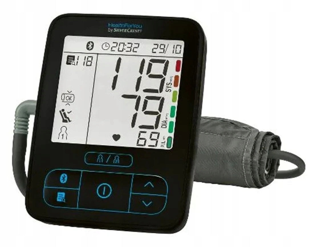 Shoulder blood pressure monitor Silvercrest with Bluetooth, arm circumference 22-42 cm