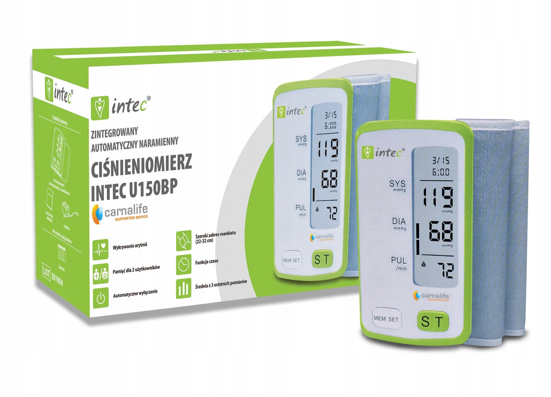Shoulder blood pressure monitor integrated compact arrhythmia power supply U150BP