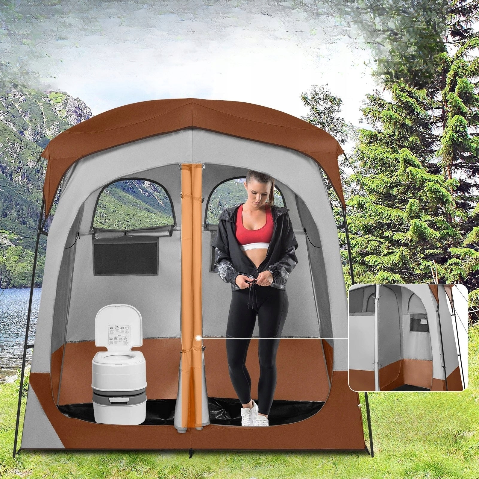 Shower Tent with 2 Compartments Hiking Tent for Toilet Manufacturer code GP11709CF