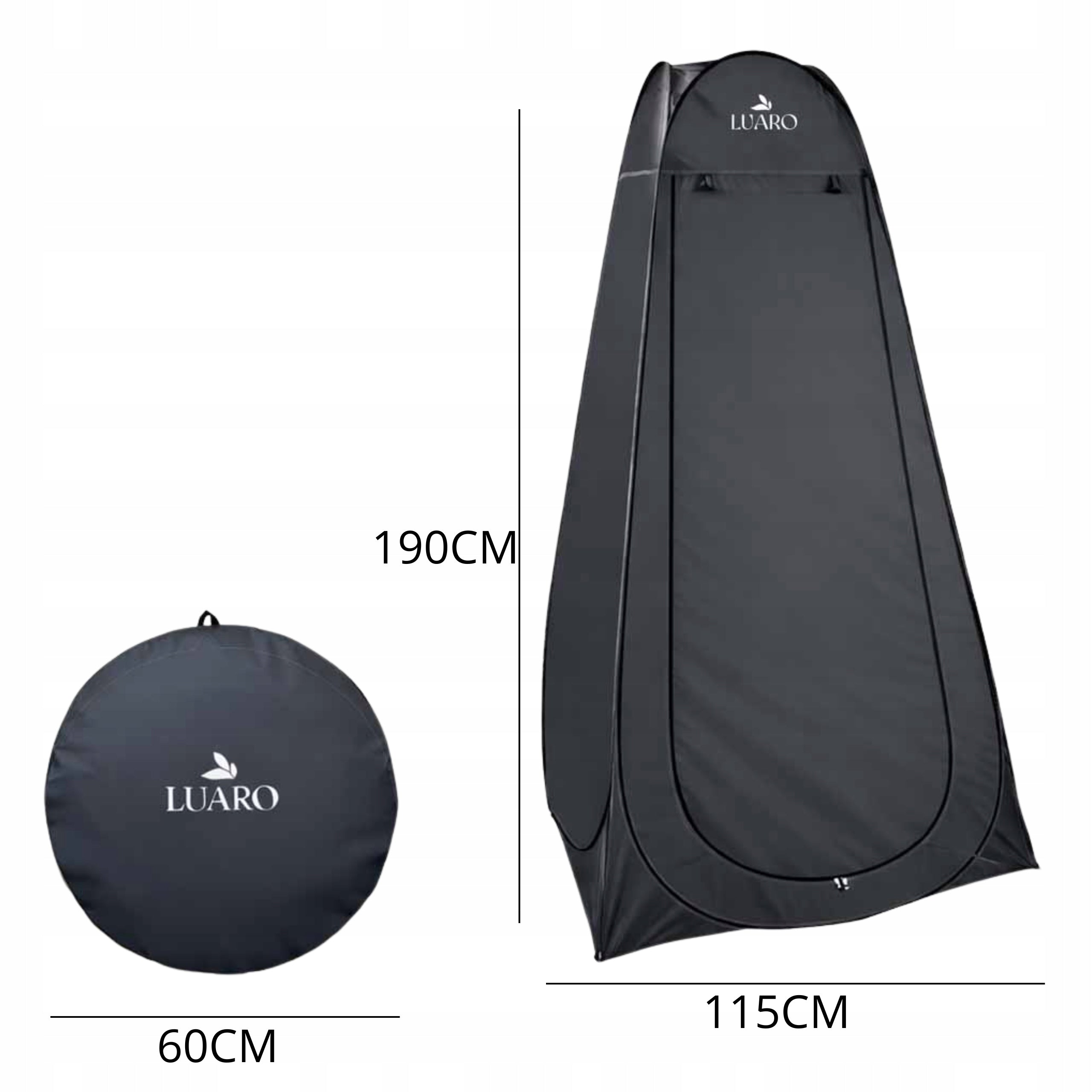 Shower tent LUARO Pop-up 3in1 changing room WC black 115x190 cm Manufacturer code KX5438_1