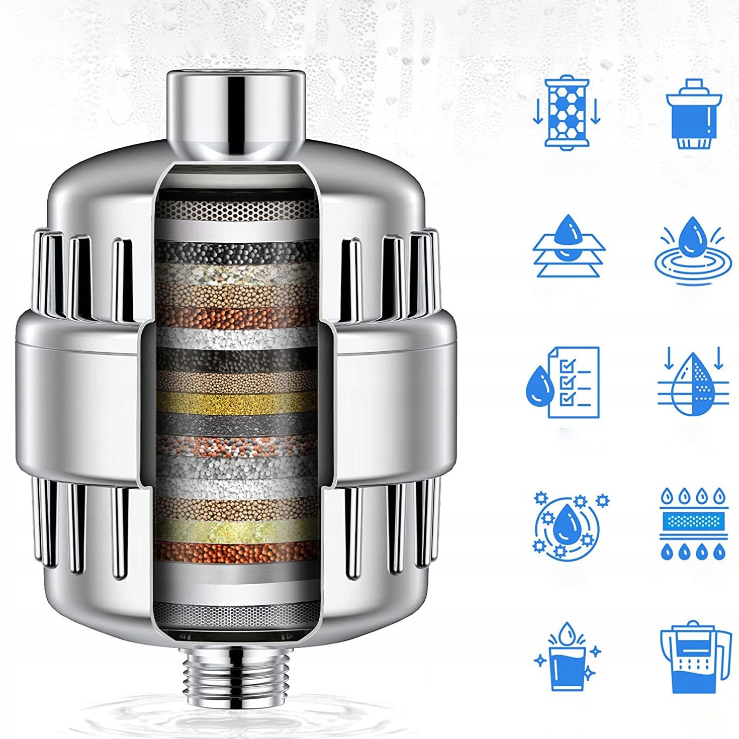 Shower water filter softens water for allergy sufferers Brand no brand