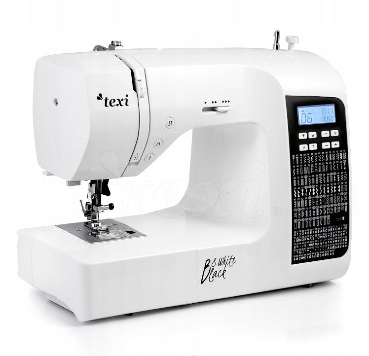 Šicí stroj TEXI BLACK&WHITE, domácí, počítačový, 200 stehů + abeceda Sewing speed 750 stitches/min