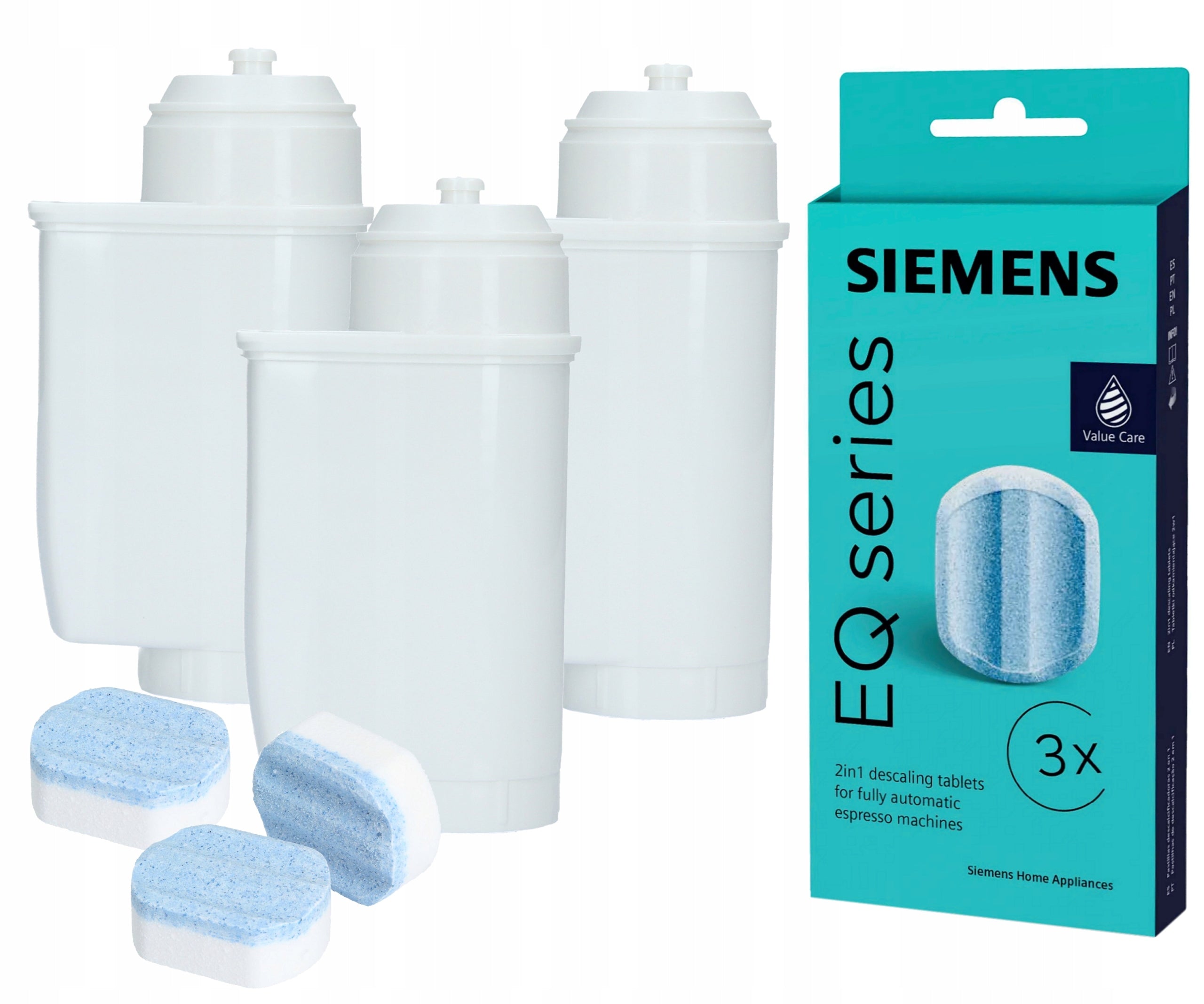Siemens descaling tablets + 3x TZ80002B filter of EQ9 EQ6 EQ7 Manufacturer code KL641R83SR